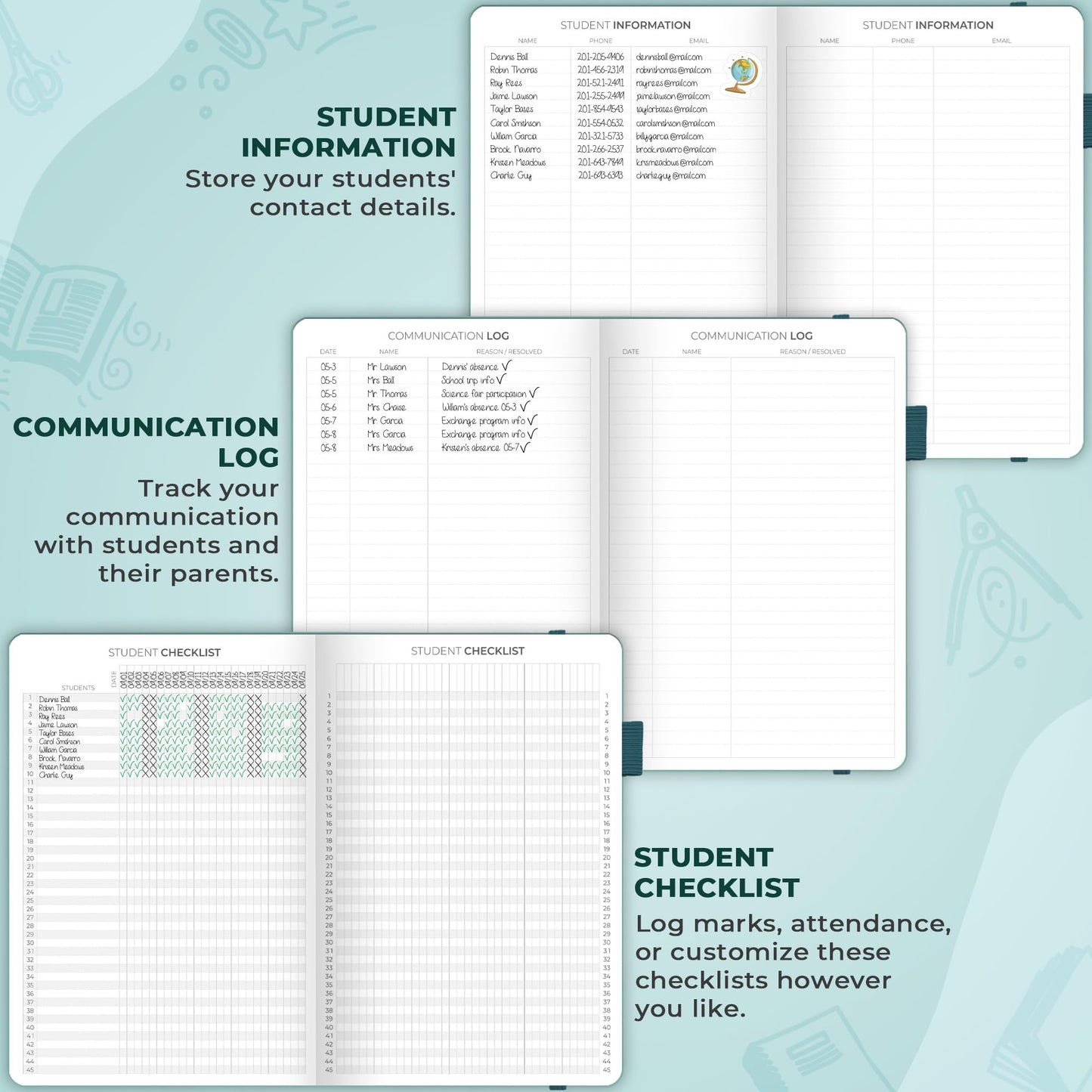 Clever Fox Teacher Planner – School Year Planner with Calendars & Lesson Plans – Teacher Plan Book for Classroom & Homeschool Organization - Undated, 7x10″, Hardcover (Aquamarine)