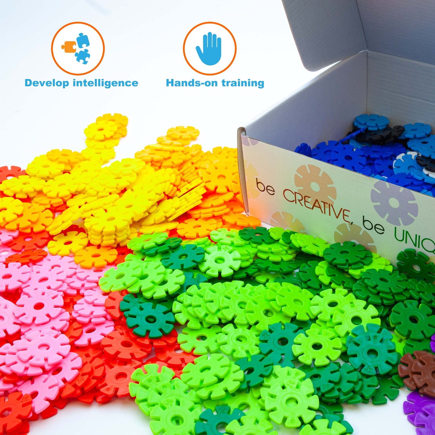 PicassoTiles 550 Piece Building Chips Interlocking Construction Toys Creative Disc Block Toy Kit 3D Stacking Puzzle STEM Learning Early Education for Preschool Montessori Kids Boys Girls Age 3 PTF55