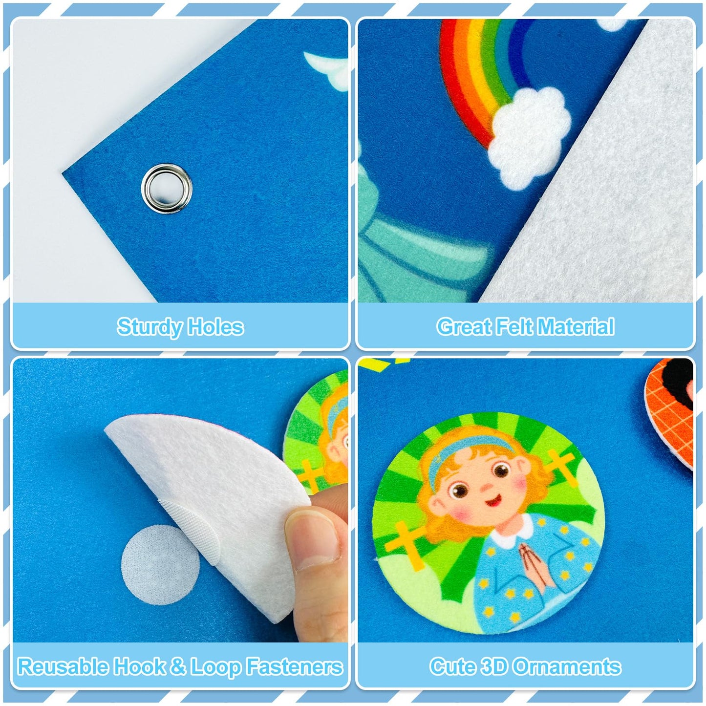 Cinrobiye Christian Prayer Wall Felt Board Set Bible Prayer Bulletin Board with DIY Story Cards Religious Felt Activities for Sunday School VBS Church Classroom Home Prayer Christian Decorations