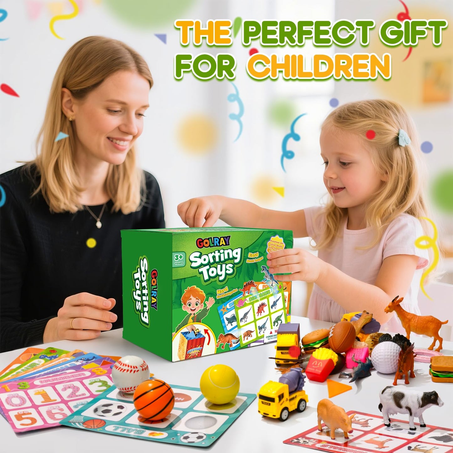 Golray Sorting Toys for Toddlers with Mystery Box, Educational Sorting Games with 8 Themes and 52 Matching Pieces for Preschool & Home Learning, Speech Therapy Toys, Montessori Gift for Kids Ages 3–5