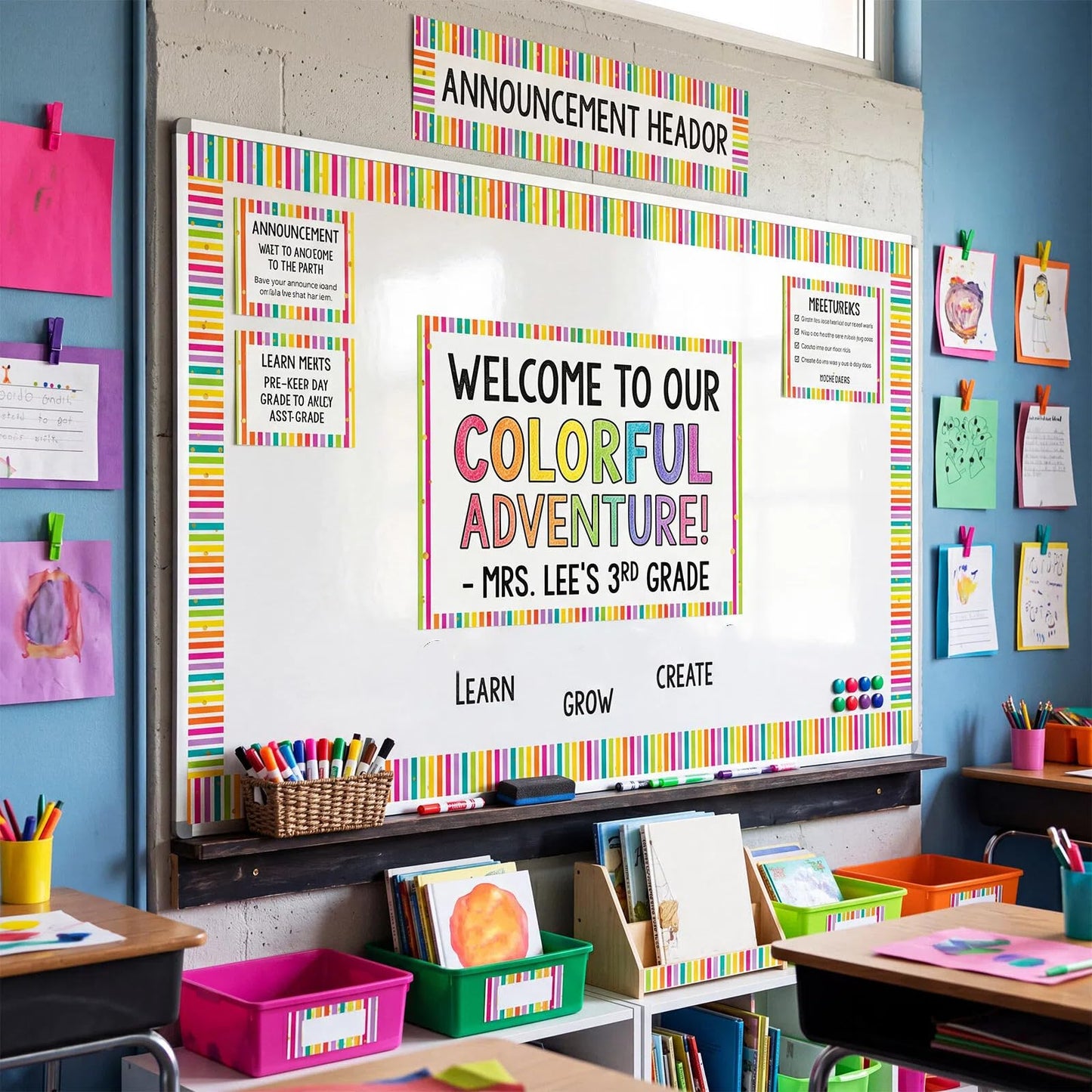 Tenceur 48 ft x 2.76 Inch Magnetic Borders for Whiteboard Decoration, Rainbow Polka Dot Stripes Magnetic Bulletin Board Border Set for Summer Classroom Office Chalkboard Poster Board Decor