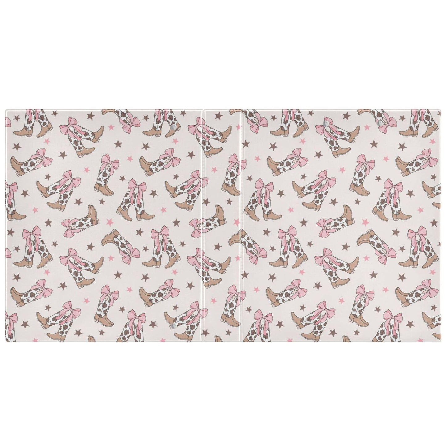 Pink Bow Cowgirl Round Ring Binders 1.5 Inch Doodle Bow Knot 3 Ring Clipboard Binder for Office School Work Supplies File Folder 200 Sheet Capacity
