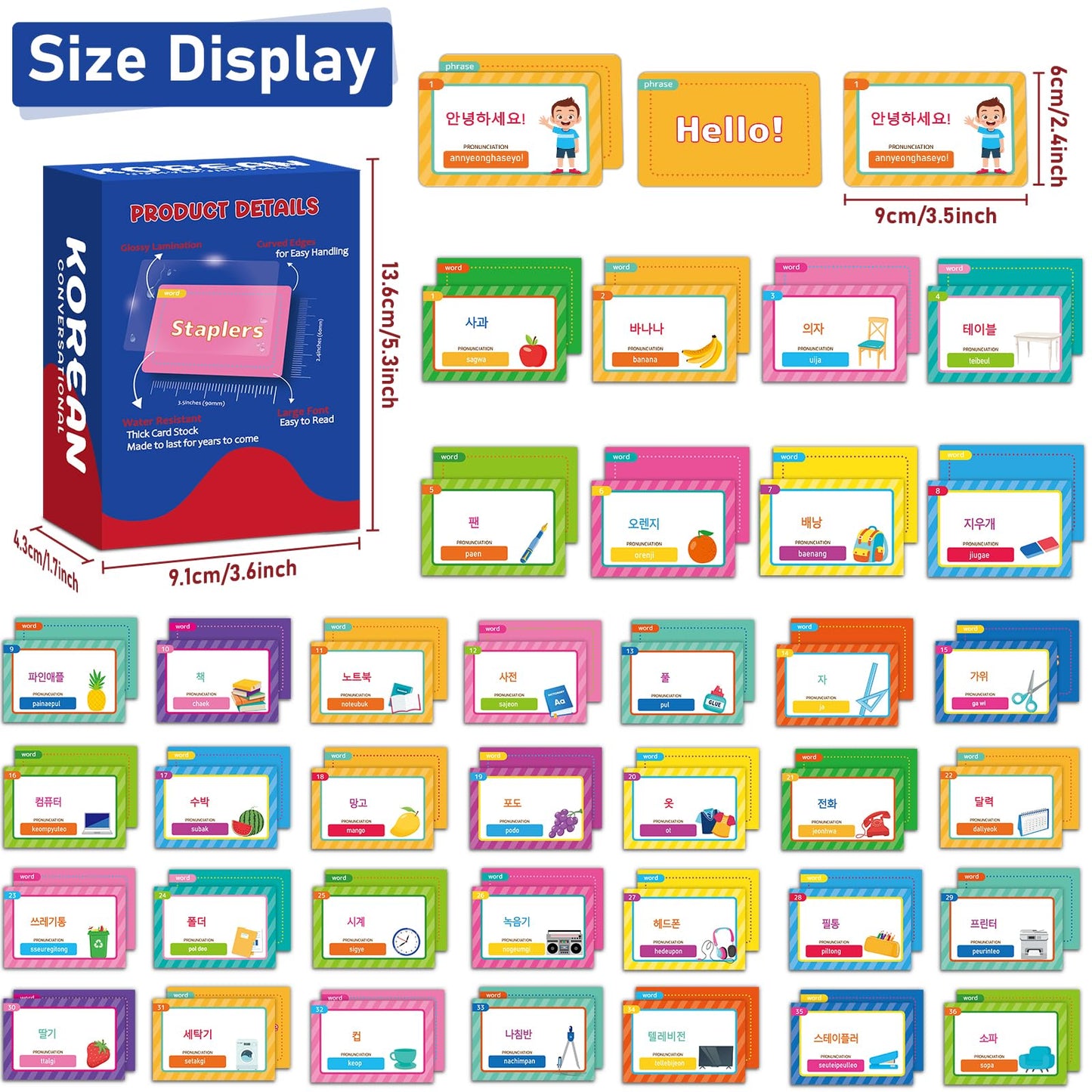 100Pcs Korean Conversational Phrase Flash Cards Korean Learning Beginner Sayings for Travel, Memory, Quick Reference Educational Bilingual Language Learning Resource Tool for Adults School Classroom