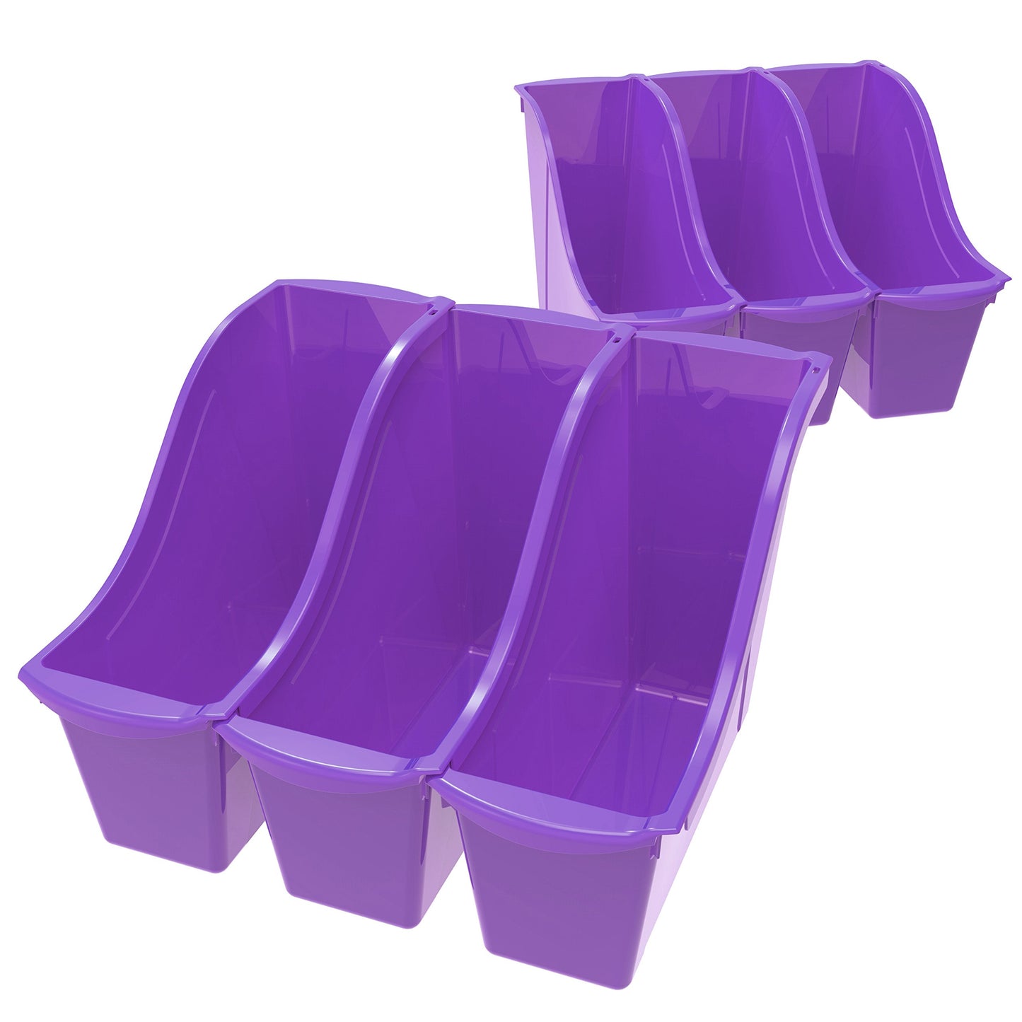 Storex Small Book Bin – Interlocking Plastic Organizer for Home, Office and Classroom, Purple, 6-Pack (71110C06C)