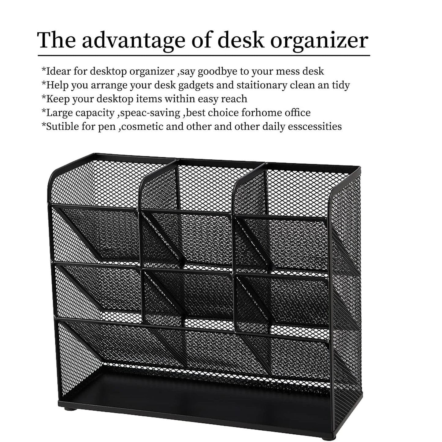 Marbrasse Mesh Desk Organizer, Multi-Functional Pen Holder, Desktop Stationary Organizer, Storage Rack for School Home Office Art Supplies (Mesh Pen Holder)