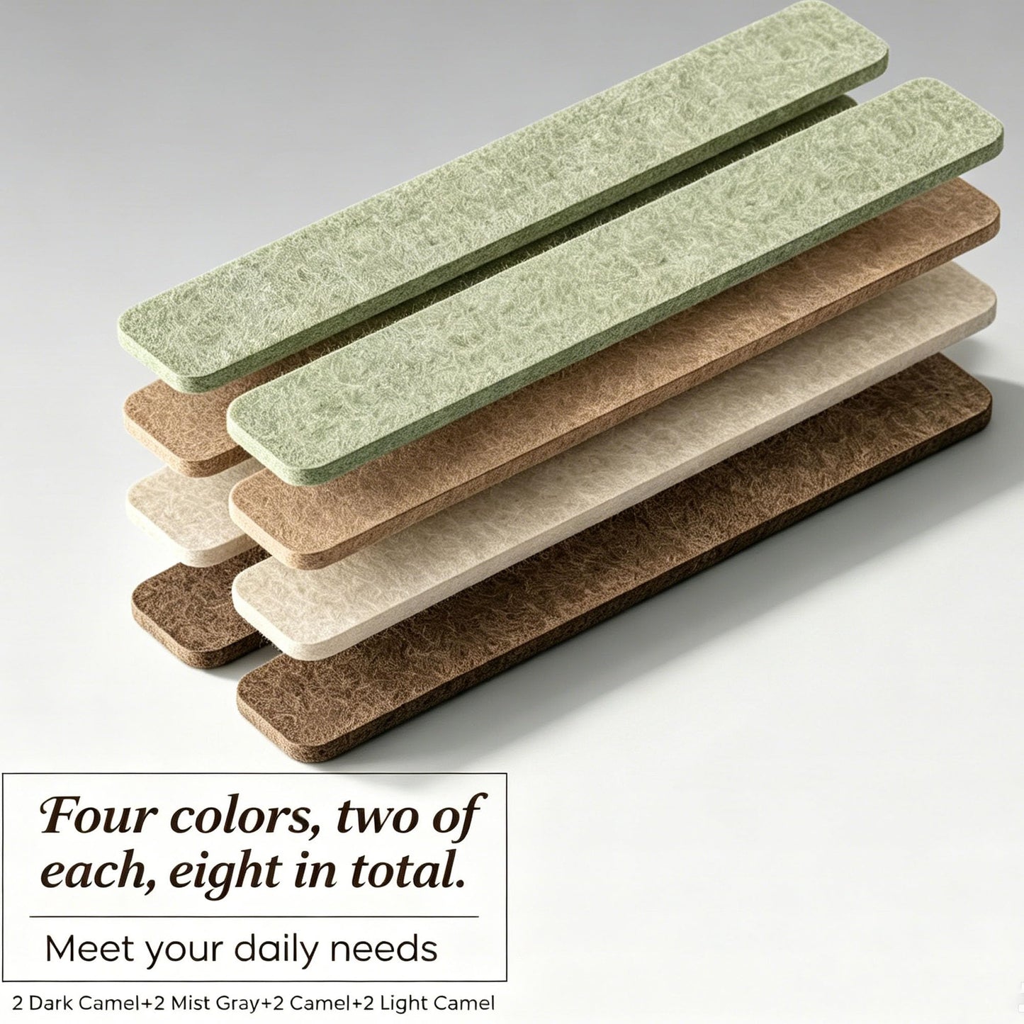 Felt Strip Bulletin Board,8-Pack Cork Board Alternative Bar Strips Boards–13" x 2" Felt Wall Tiles with 48 Push Pins&48 Adhesive Tapes,Removable Adhesive Install Felt Pin Board for Wall,Home Office