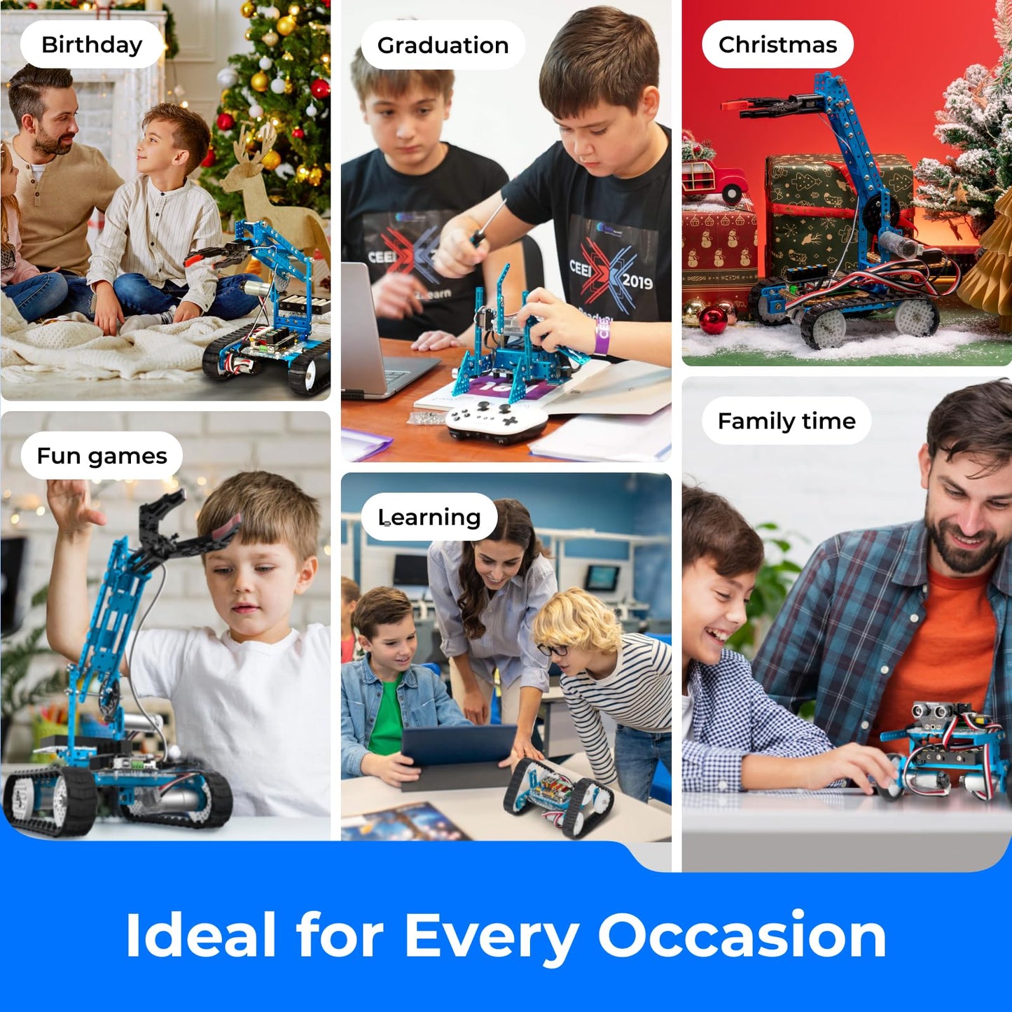 Makeblock mBot Ultimate 10 in 1 Robot Building Toys, Robotics Kit App Remote Control Robot Toys Compatible with Arduino C & Raspberry Pi, STEM Educational DIY Robotics for Kids Ages 12-16