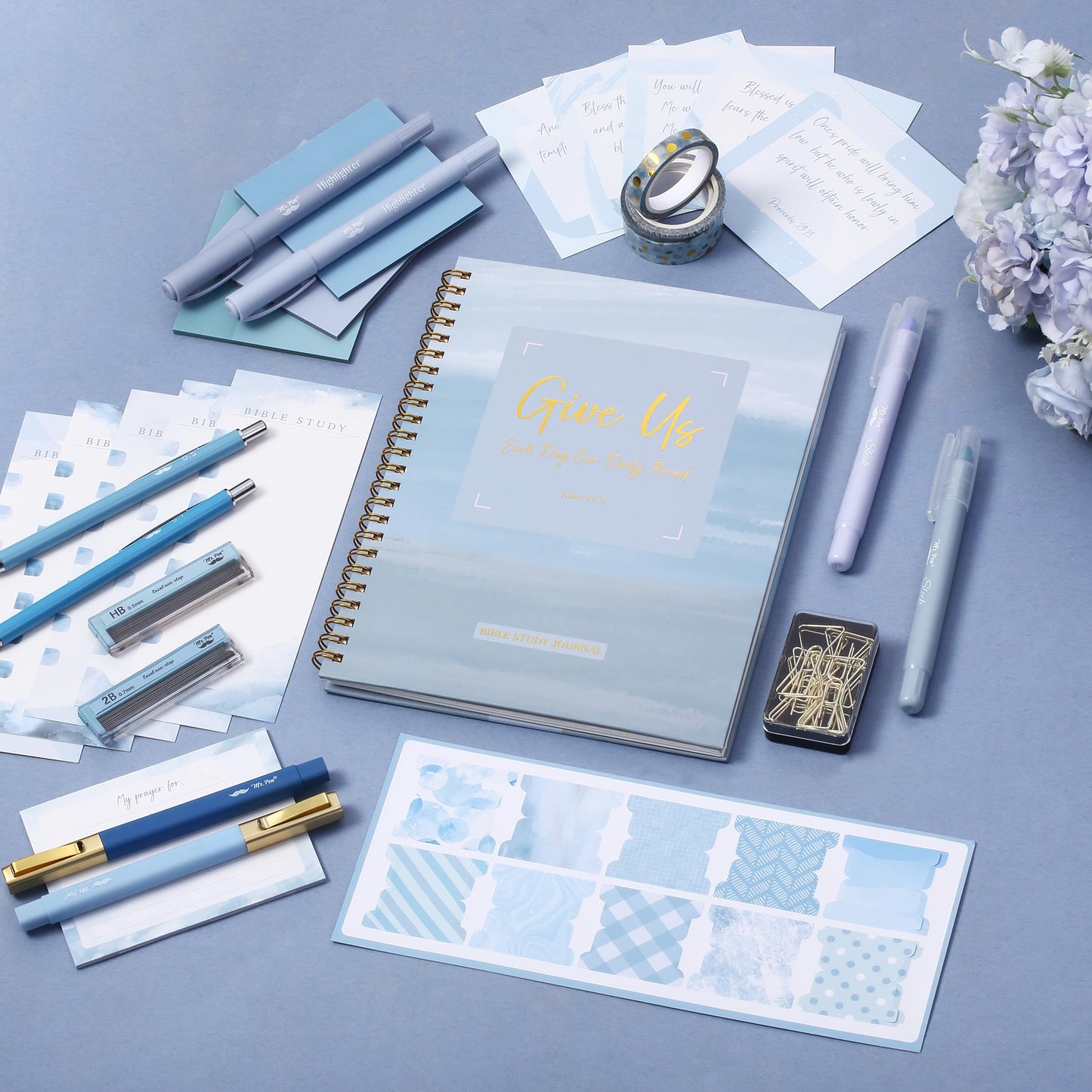 Mr. Pen- Bible Journaling Kit for Women, Bible Highlighters and Pens No Bleed, Notes, Tabs, Washi Tape & Journal for Devotions, Prayer & Christian Gifts