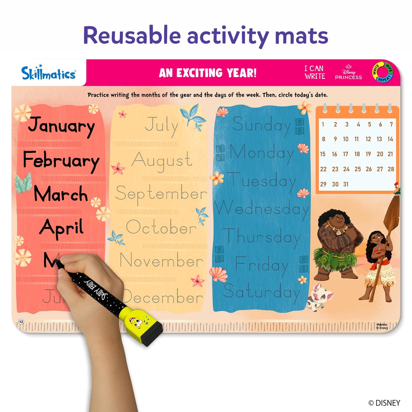 Skillmatics I Can Write Disney Princess - Reusable Preschool Learning Activities, Educational Toys & Games, Handwriting Aid, Back to School, Screen-Free Fun, Gift for Students, Kids, Toddlers Ages 3-6