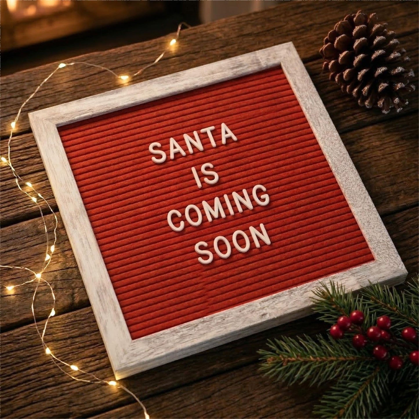 C CRYSTAL LEMON Rustic Red Felt Letter Board 10x10 Inch, 336 Letters Numbers and Symbols, Changeable Wooden Message Board with Wall Mount and Display Stand