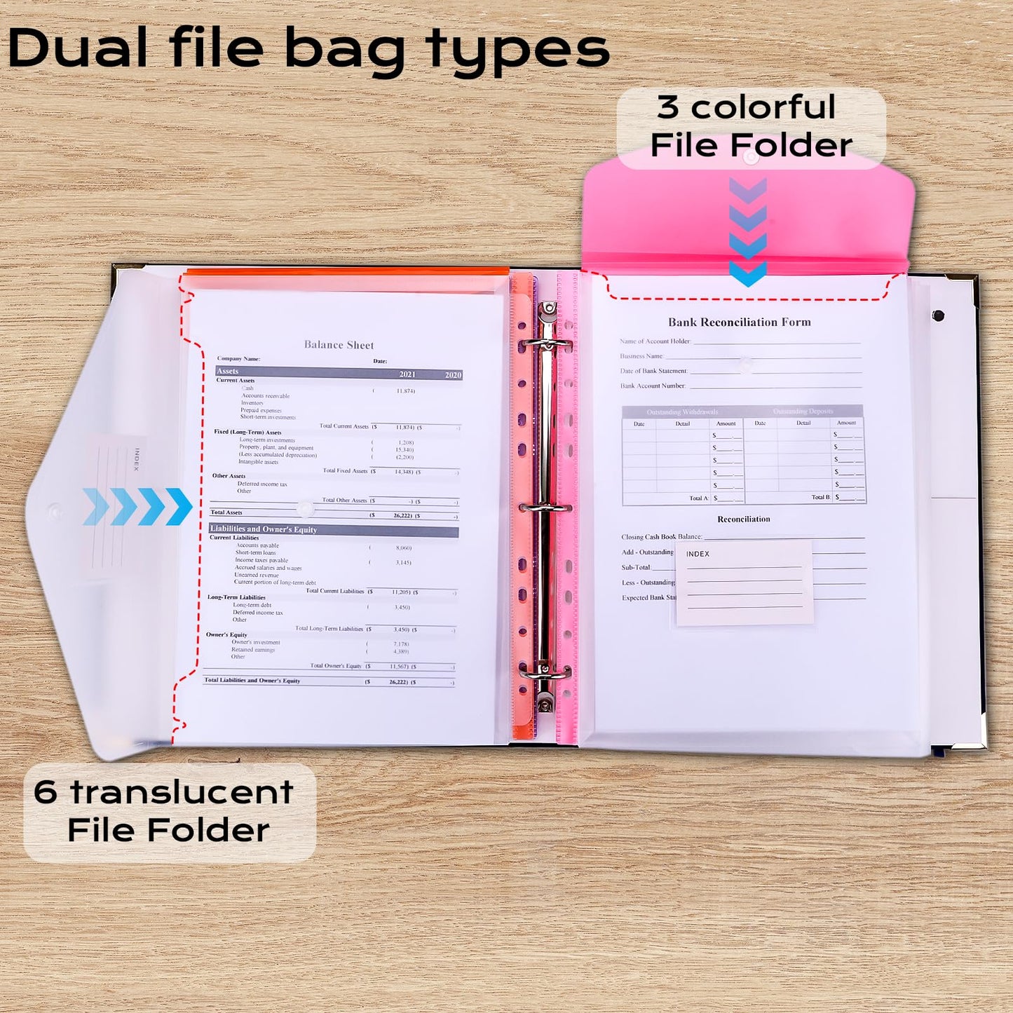 XKDOUS Document Organizer Linen Folio Folders with 9 Pockets, 3-Ring Accordion Storage Binders Expanding File Folder for Important Papers, End of Life Planner Book, in Case If I Die File Folder