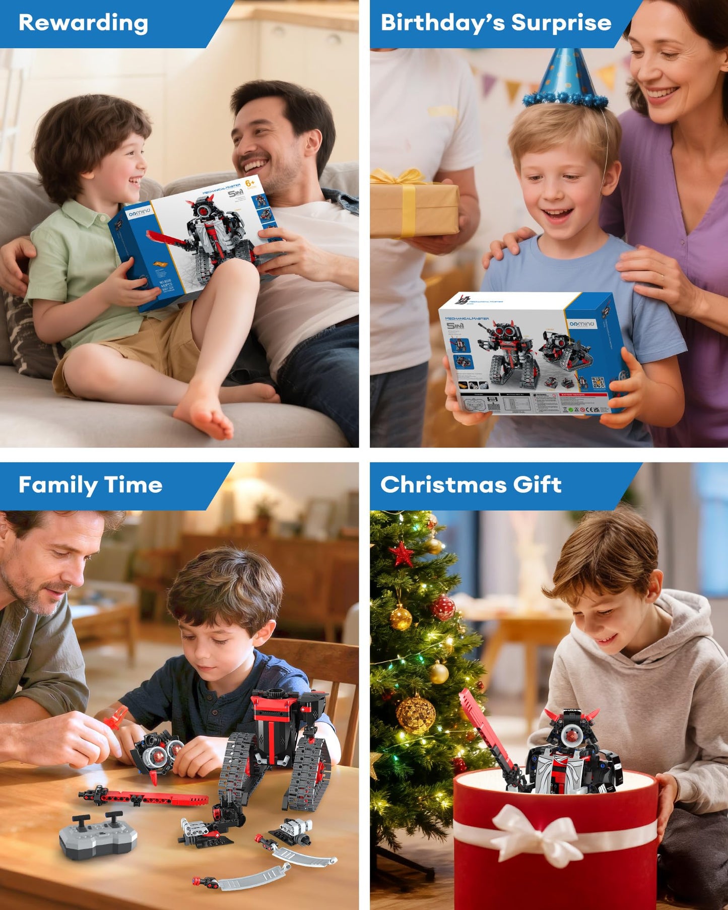Opmind 5 in 1 STEM RC Robot Building Kit, APP & Remote Control Samurai/Ninja Blocks 443 Pcs, Erector Set RC Toy for Kids, DIY Build Science Educational Gift for Age 6 7 8 9 10 11 12+ Boys & Girls