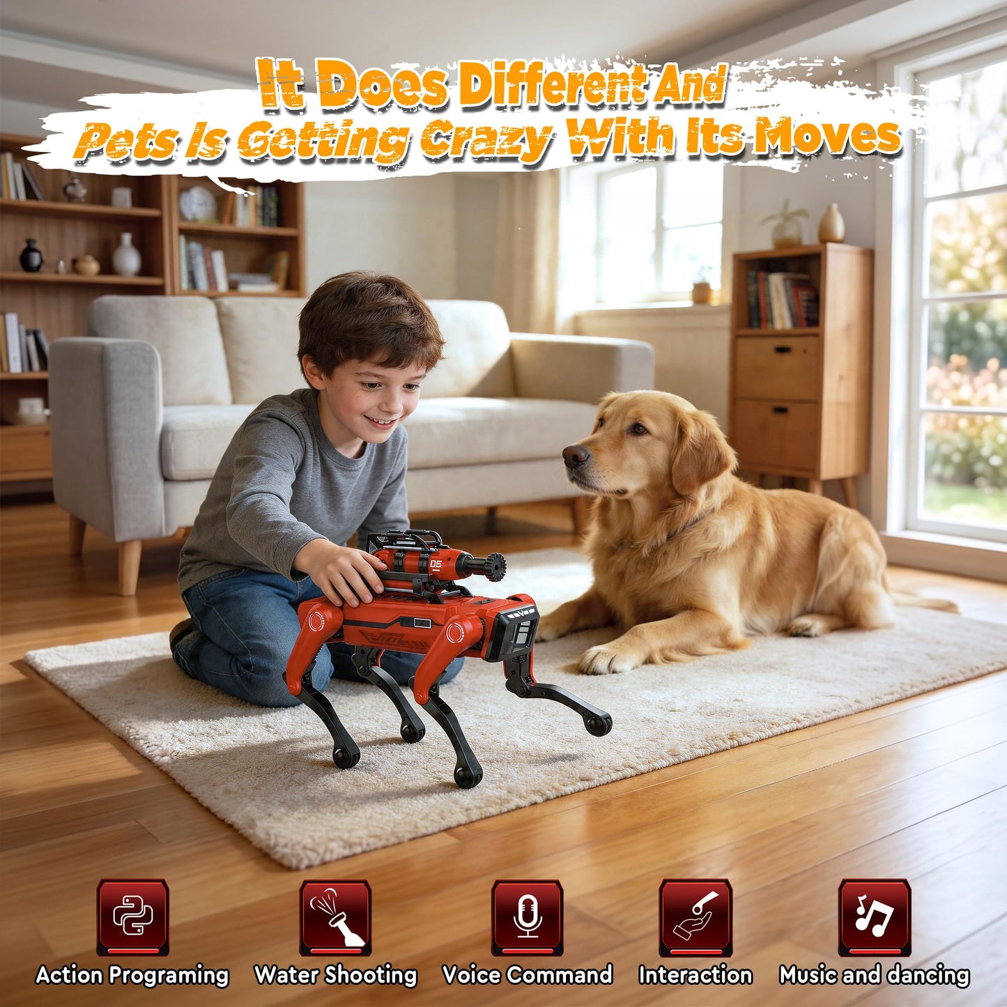 TUEESN Smart Robot Dog - Interactive STEM Toys with Voice & Remote Control, 30+ Lifelike Actions, Programmable Play, 25m Range, Durable & Safe - Best Gift for Kids 3-10 (Firefighting Edition)