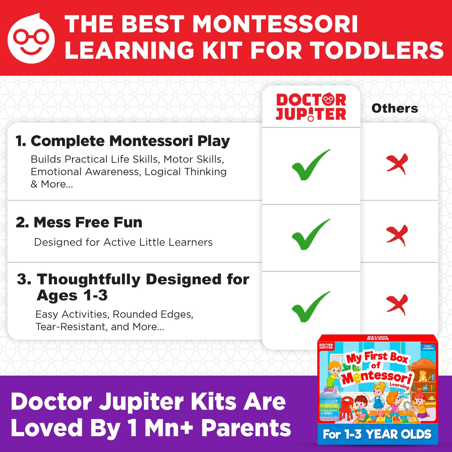 Doctor Jupiter My First Box of Montessori Learning for Toddlers 1+ Year Olds | Montessori Toys, Birthday Gift for 1 2 3 Year Old Boys & Girls | Learning & Educational Activities for 1+ Year Old