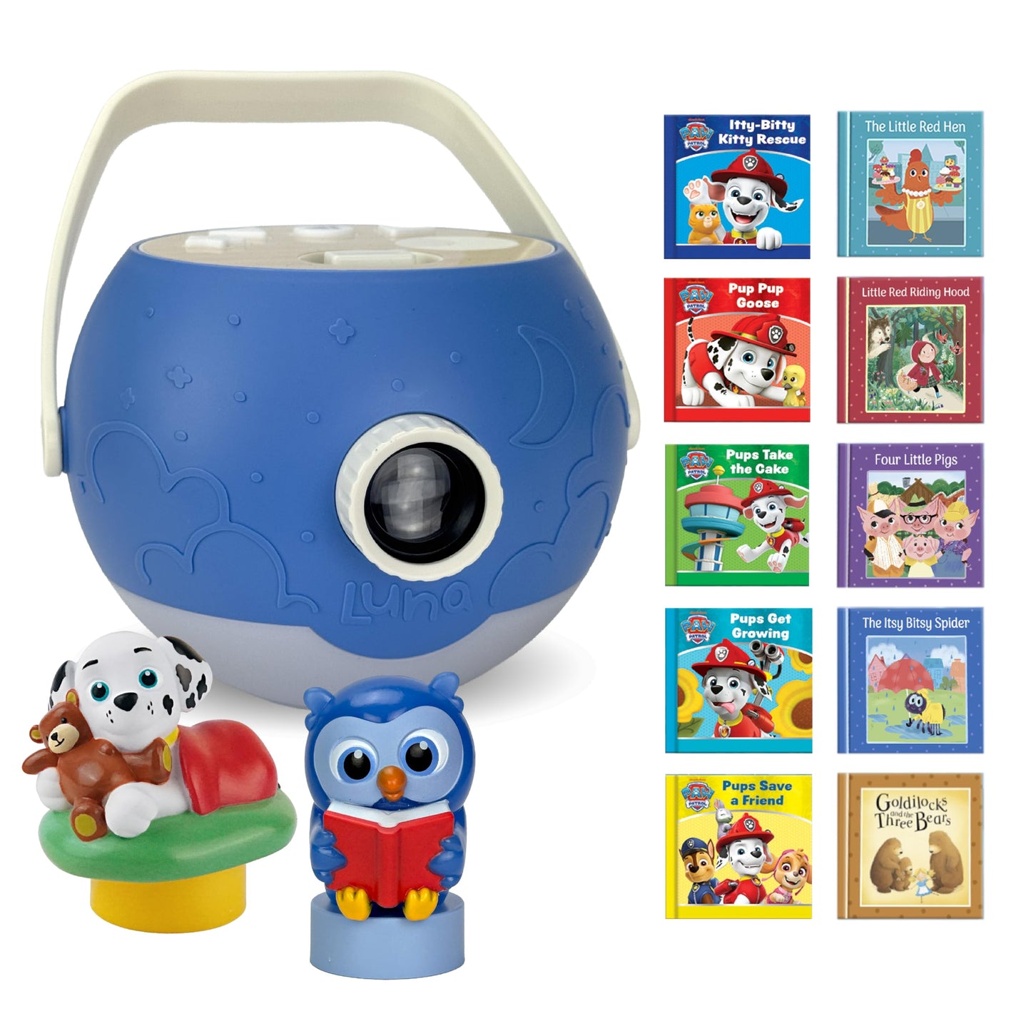 Kids Book Projector – 5 PAW Patrol & 5 Classic Read-Aloud Stories, 10 Songs & Night Light & Soothing Dream Music | Children Ages 3+ Storytime Projector | Toys, Owl & PAW Patrol Marshall