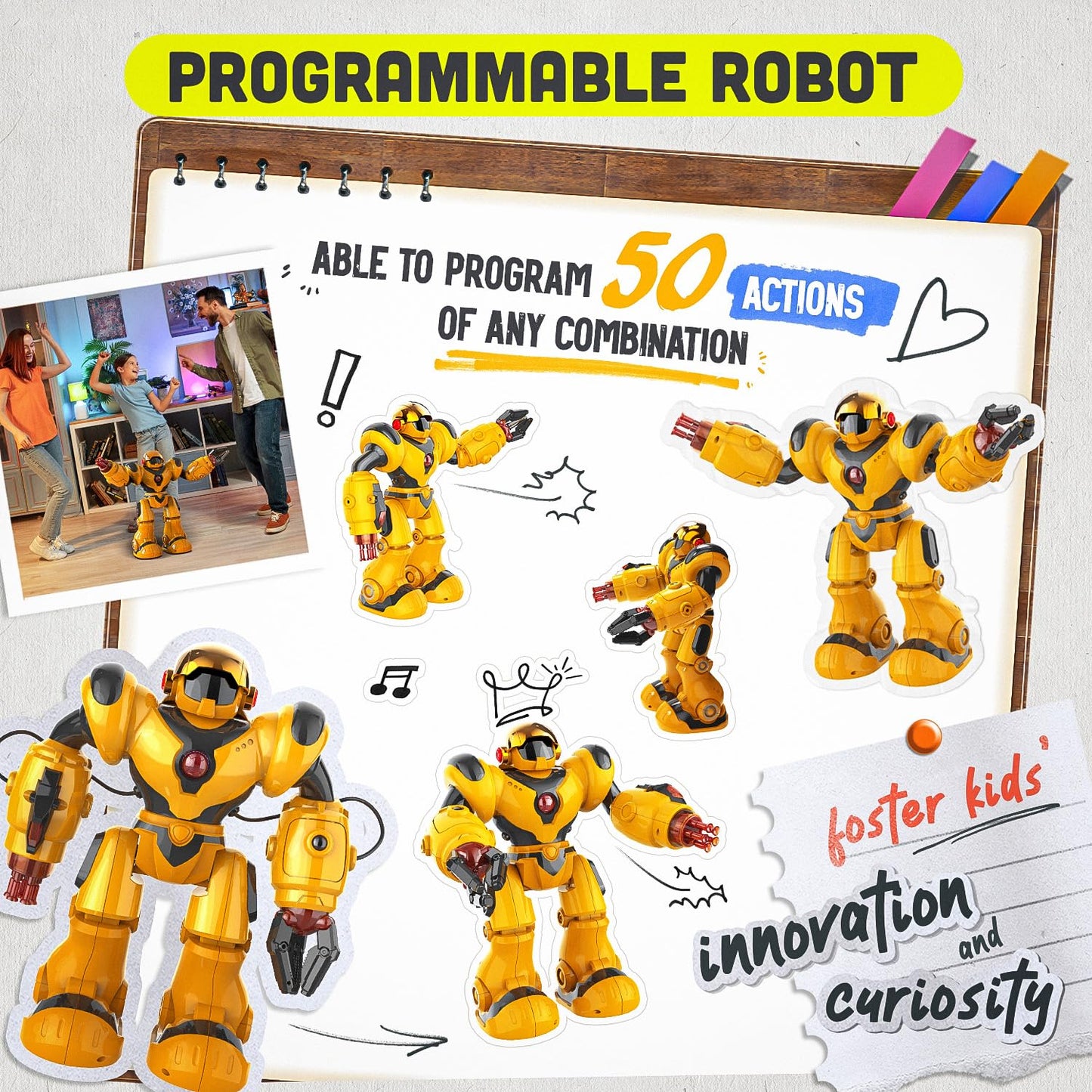 BEZGAR Robot Toys for Kids 3-12 Years Old - Big RC Robot Programmable Dancing with 22 Actions, Remote Control Emo Robots Supporting 78 Changing Expression Christmas Birthday Gift for Boys and Girls