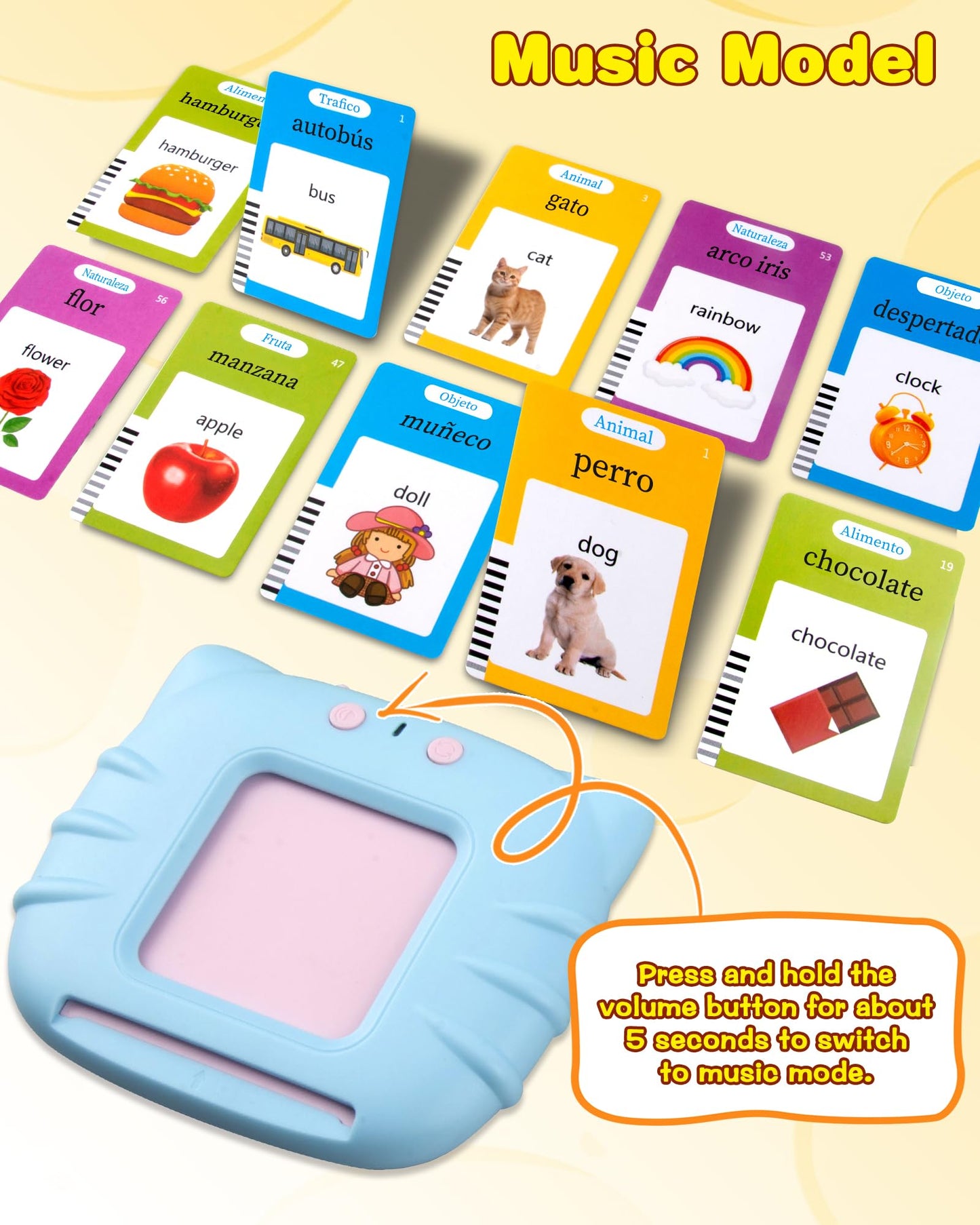 510 Words Spanish Flash Cards for Kids, Autism Toys for Toddlers 2-3 Years Old, Speech Therapy Toys, Educational Learning Flash Cards for Boys and Girls Blue(Spanish/English/Bilingual)