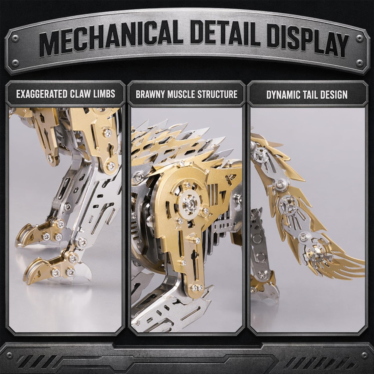 3D Metal Puzzle for Adults,Mechanical Wolf Puzzle Building Set，3D Metal Model Kit, Brain Teaser Puzzles DIY Assembling for Stress Relief - A Collectible Gift for a man (Wolf)
