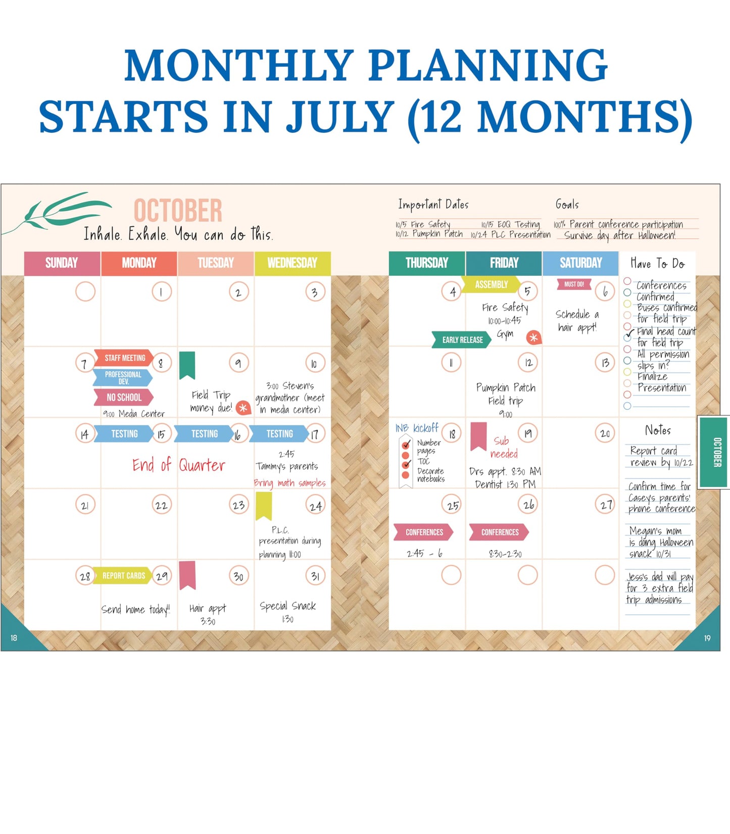 Carson Dellosa True to You Teacher Planner 2026-2027, Undated 8" x 11" Lesson Plan Book With Stickers, Class Schedule, Weekly Calendar School Supplies, Homeschool Essentials and Classroom Must Haves