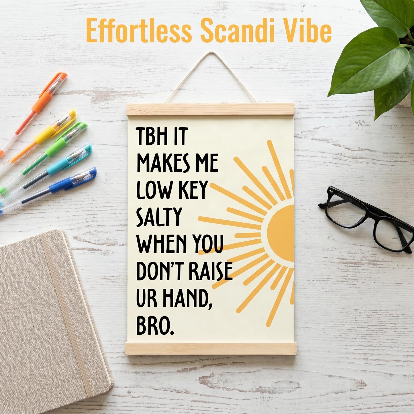 CVDGUFY Humorous Classroom Interaction Wooden Wall Art (Gen Z Slang Edition) - Motivational and Inspirational Decor for Office, Classroom, and Dorm | 30x40cm Canvas Print