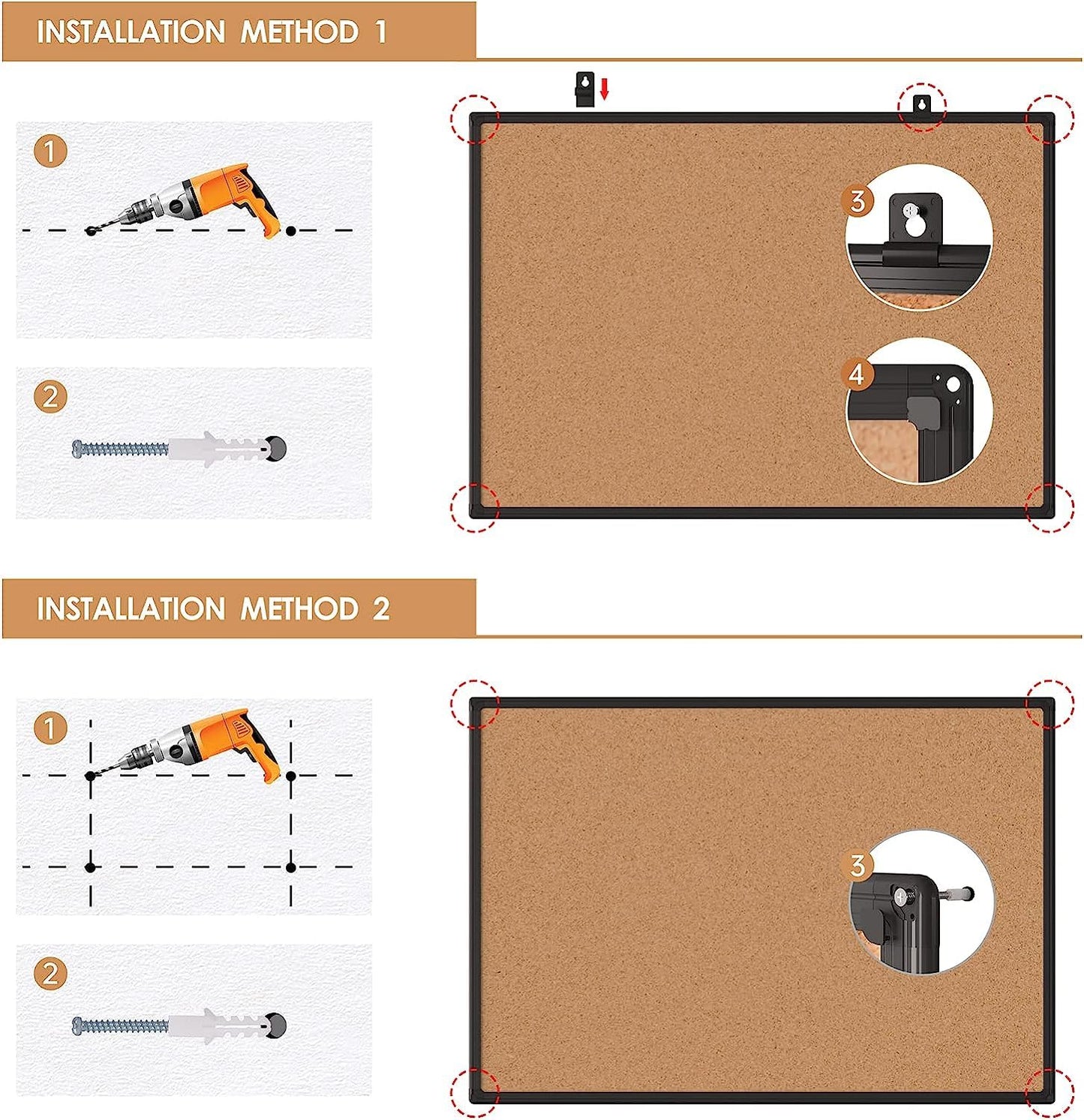 Board2by Cork Board Bulletin Board 24 x 36, Black Aluminium Framed 2 x 3 Corkboard, Office Board for Wall Cork, Large Wall Mounted Notice Pin Board with 16 Push Pins for School, Home & Office