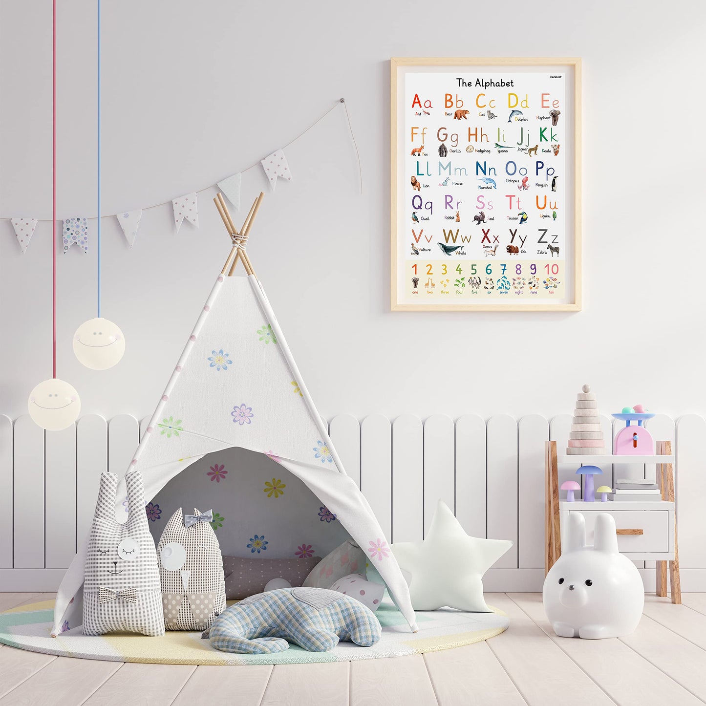 PACKLIST XL Alphabet Poster for Kids – Large 24" x 33" ABC Wall Chart – Extra-Thick 170 GSM Heavyweight Paper – Animal Learning Poster for Toddlers, Preschool & Classroom Decor – Plastic-Free