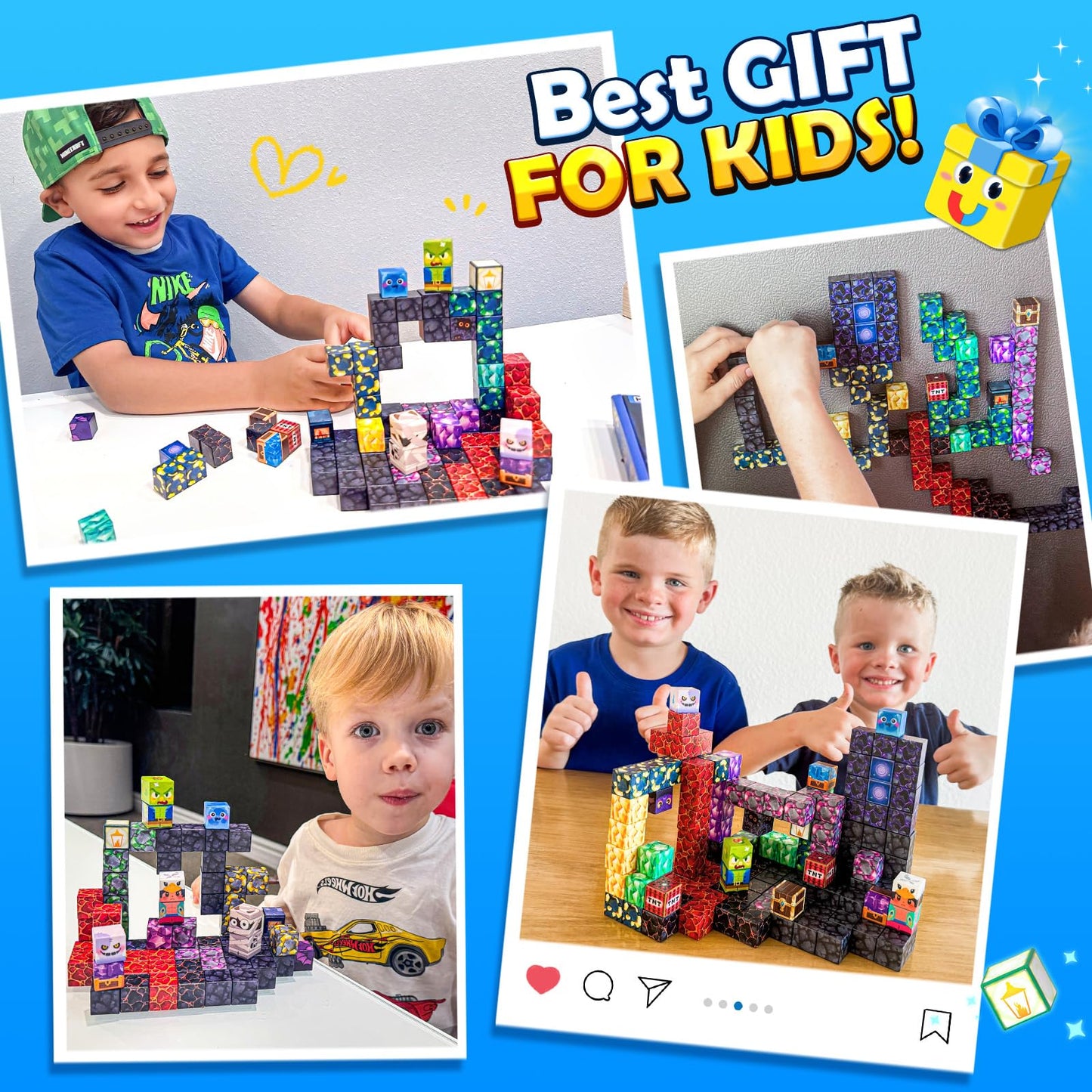 IGIVI Magnetic Blocks - Build Mine Magnet World, STEM Magnetic Building Blocks for Kids Ages 4-6 6-8 8-12, Building Toys Games for Boys Girls Ages 3+, Birthday Toys Gifts for Kids Toddlers