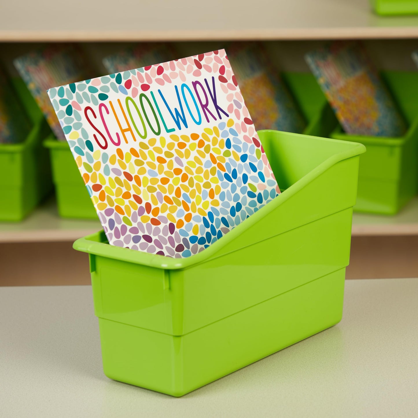 Really Good Stuff Durable Book and Binder Holders - 12 Pack, Green Neon, 5.5" x 12.5" x 7.5", Classroom Organization, Storage Solution, Sturdy and Versatile