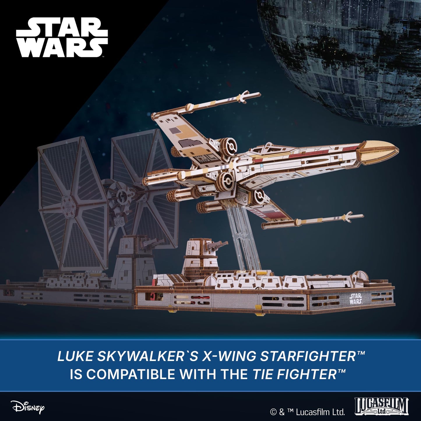 UGEARS Star Wars ™ Luke Skywalker’s X-Wing Starfighter ™ Wooden 3D Puzzles for Adults – Mechanical Wood Model Kits, Star Wars Model Kit, DIY 3D Puzzle, Hobby for Adults, Brain Teaser