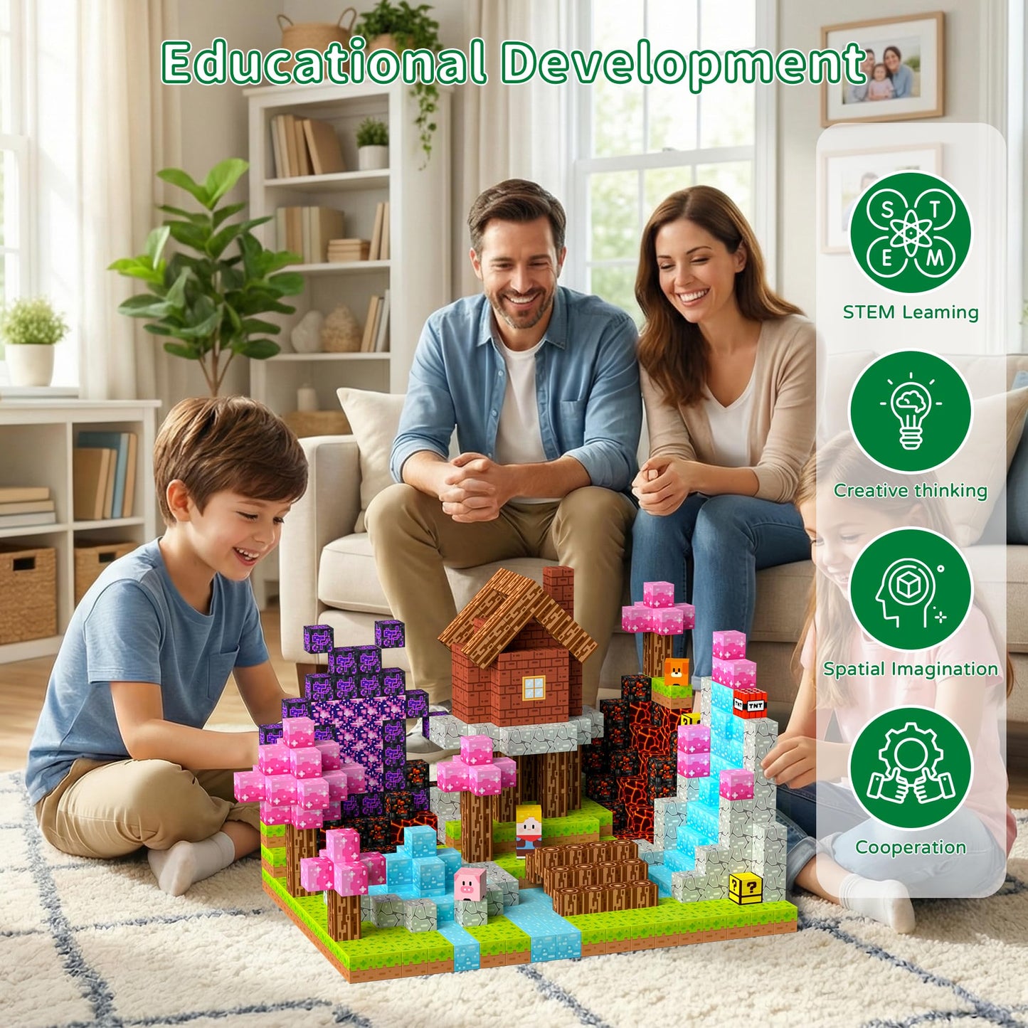 Petenjoy 150PCS Magnetic Blocks - Magnetic Building Blocks, Magnet Blocks Cubes, STEM Learning Sensory Magnet Toy for Kids Ages 3 4 5 6 7 8 9 10 11, Birthday Gifts for Boys and Girls