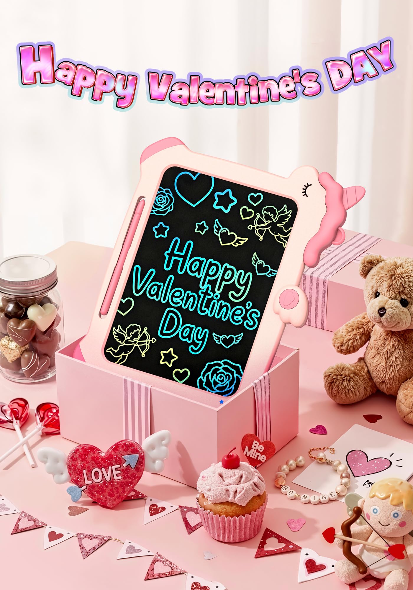 8.5 inch LCD Writing Tablet for Kids, Unicorn Toys Gifts for Girls Aged 3-5, Toddler Girl Kids Educational Travel Toy, Birthday Gift for 3 4 5 6 7 8 9 Year Old Girl (Pink)