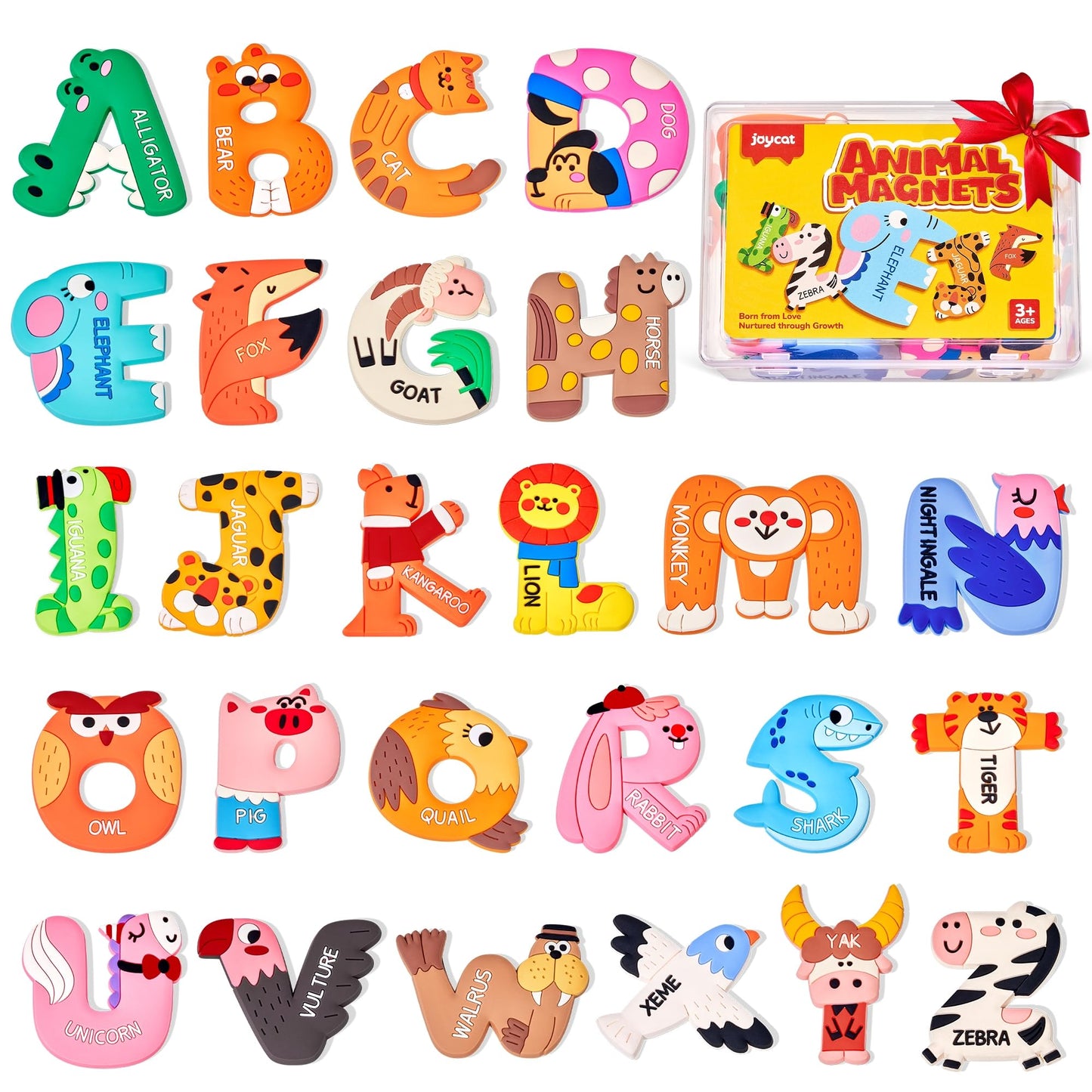 JoyCat Magnetic Letters, Soft PVC Animal Fridge Magnets for Toddlers & Kids, 26 Large Uppercase Alphabet ABC Refrigerator Magnets, Preschool Educational Learning Toys, Cute Baby Gifts for Boys & Girls