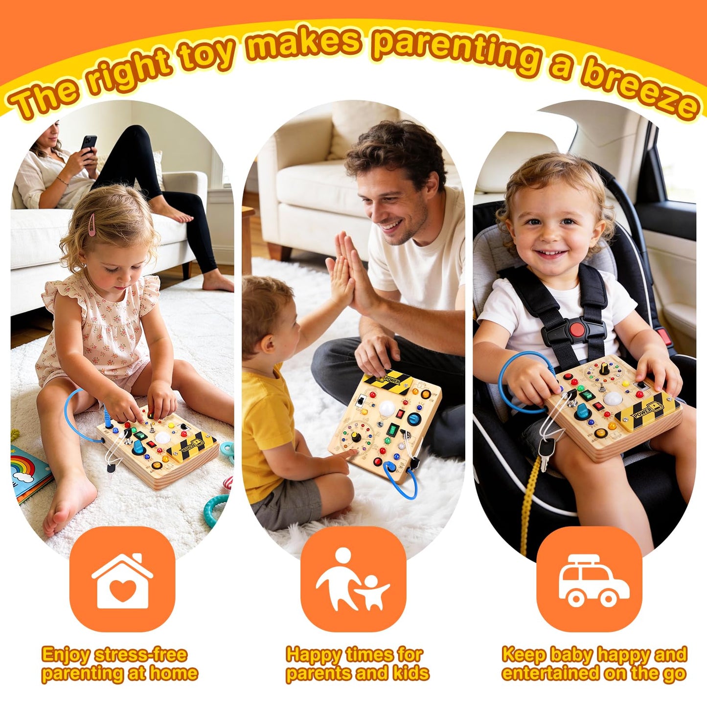 Grarain Busy Board for Toddlers - Montessori Educational Toy for 1-3 Year Old Boys & Girls | Travel-Friendly Sensory Learning Activity | Ideal for Kids with Autism(Clocks Busy Board)