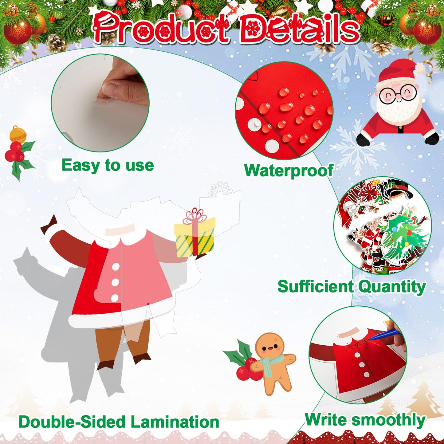 60pcs Christmas Theme Cutouts Xmas Holiday Bulletin Board Decorations Xmas Theme Claus Paper Cut-Outs Classroom Decor for Christmas Classroom DIY Craft Photo Wall Door Winter Party Supplies