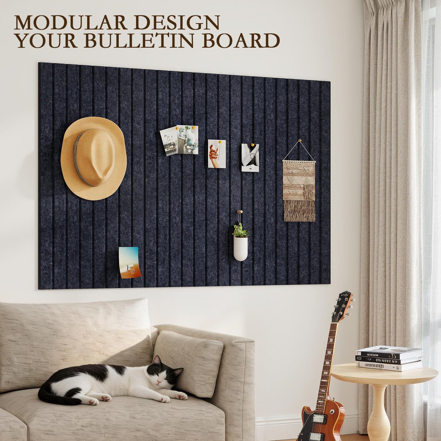 JBER Large Felt Bulletin Board 36" x 24" - 6 Pack Felt Wall Tiles, Cork Board Alternative to Use in Office & Home Decor, Classroom Decor, Vision Board to Display Your Photos(Starlight Blue)