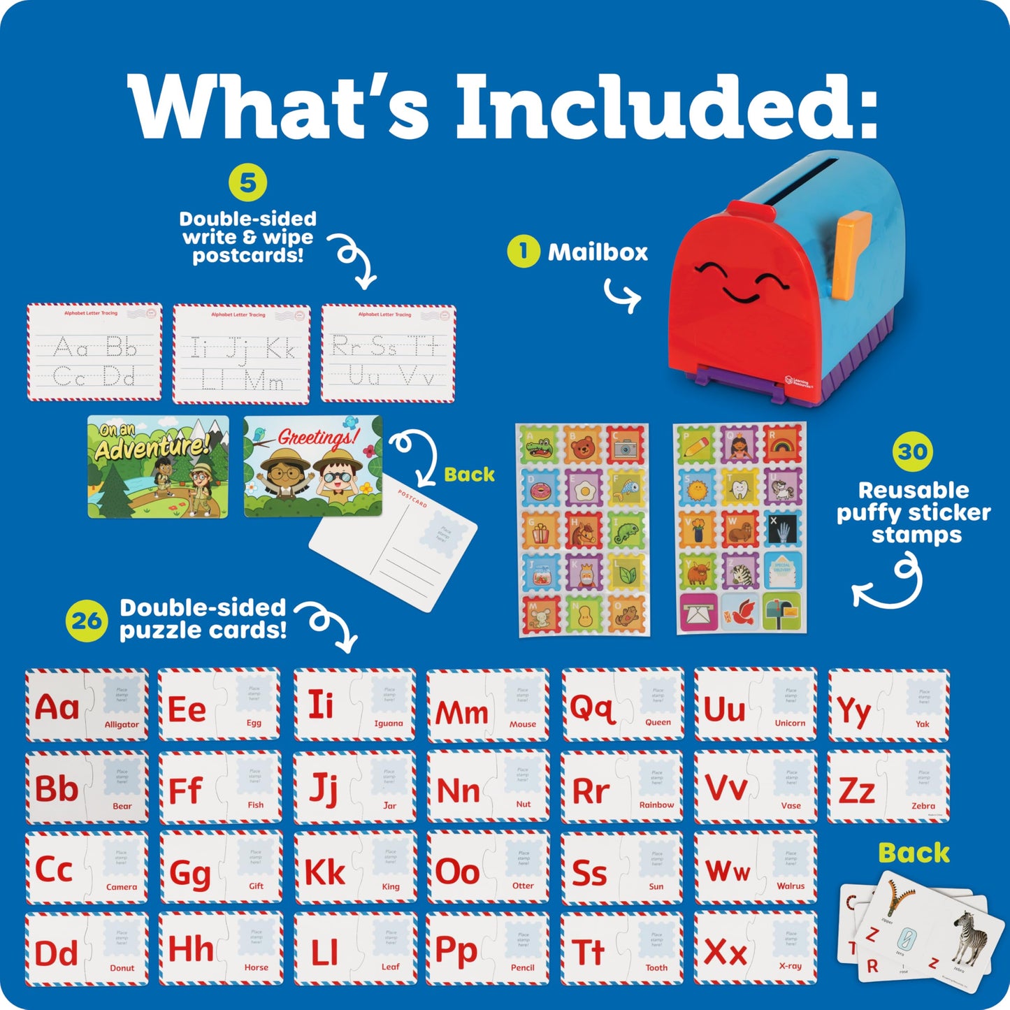 Learning Resources Alphabet Learning Mailbox - Montessori Toddler Toys, ABC Letter Tracing, Writing Practice, Manipulatives for Preschoolers, Gifts for Boys and Girls, Pretend Play, Fine Motor
