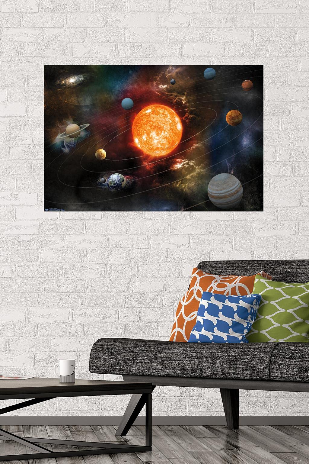 Orbiting Solar System Wall Poster, 34L" x 22.4W", Unframed Version