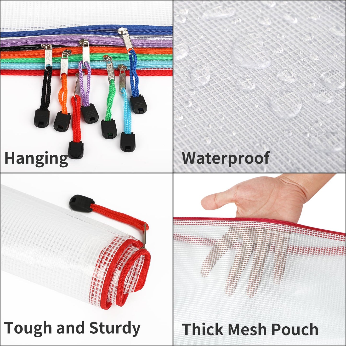 EOOUT 24pcs Mesh Zipper Pouch Bags, for Organizing Storage, Waterproof Zipper Pouches, Letter Size, File Bags for Toys, Puzzle, Board Games