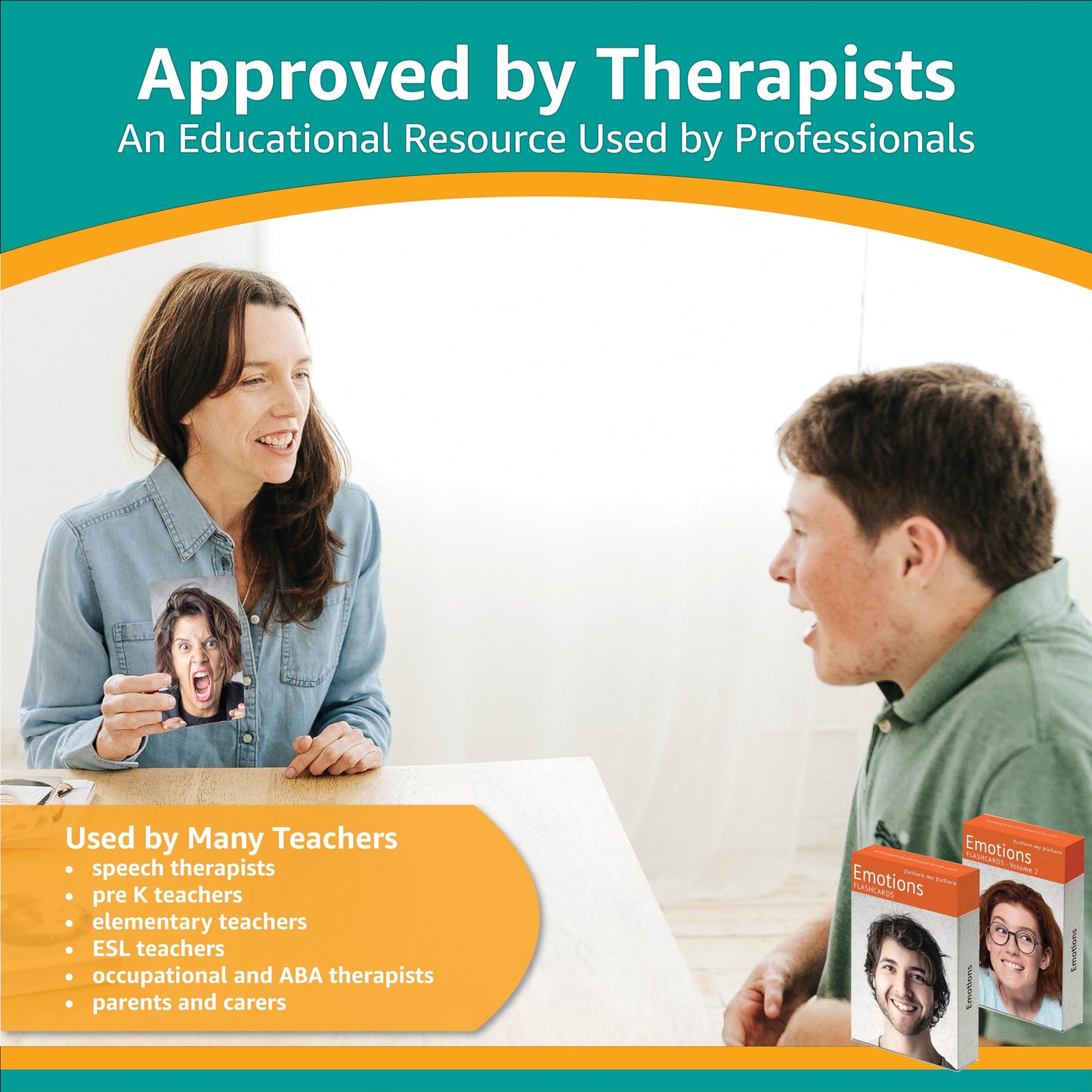 Picture My Picture Feelings Flash Card Bundle – Speech Therapy Tool for Vocabulary, Communication & Thinking, Scratch-Resistant with Activity Guide, Suitable for Education, ESL & ABA – Set of 80