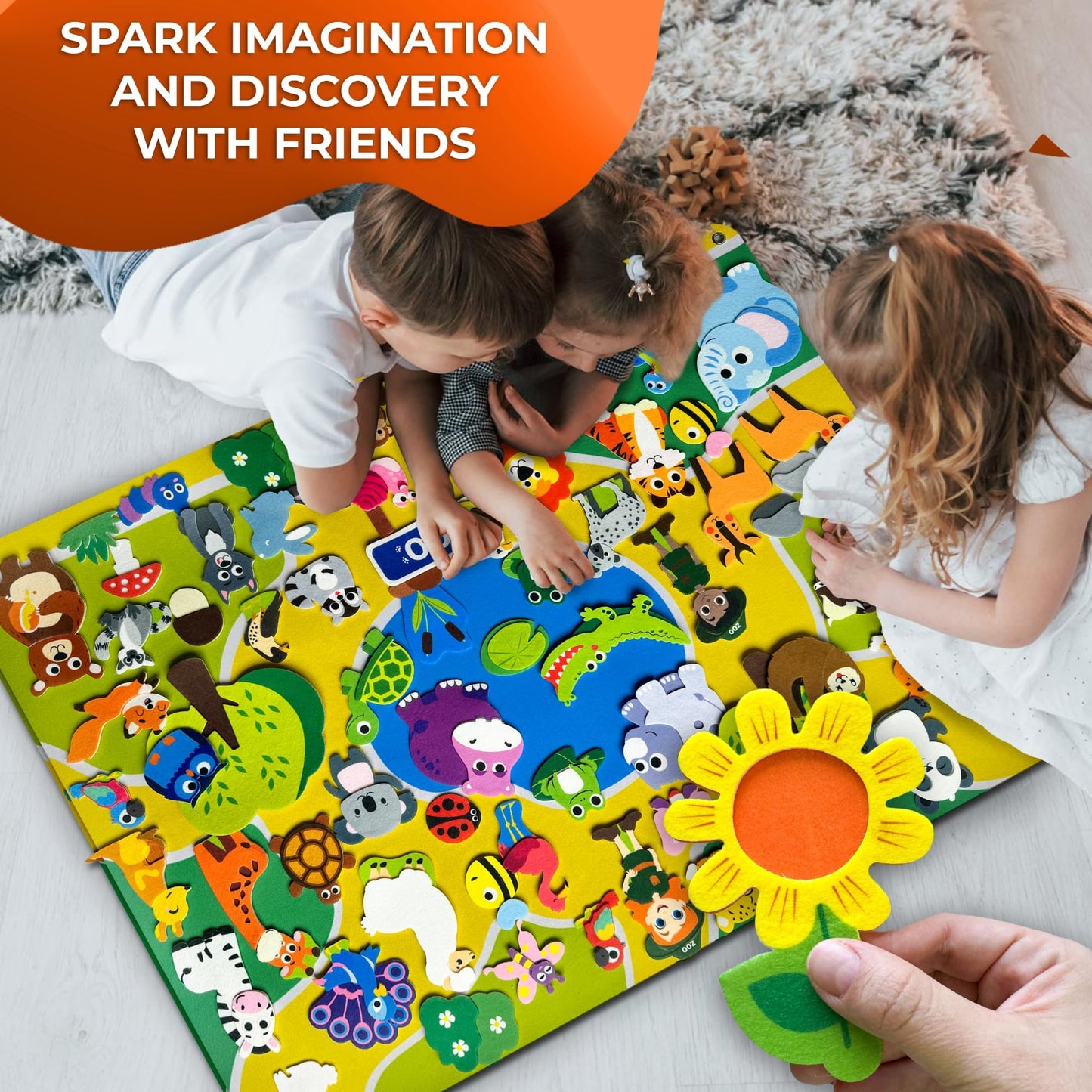 QUOKKA Zoo Felt Board for Toddlers 51 PCS - Double-Thick Felt Board Story Set - Durable Wall Activity Panel - Ideal for Storytelling Indoor Toddler Activities and Classroom