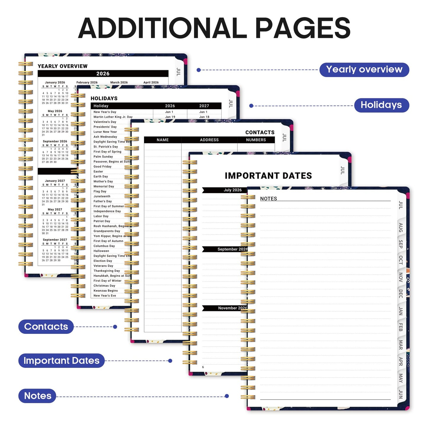 Planner 2026–2027, Weekly & Monthly Academic Organizer for School Year, Jul 2026–Jun 2027, Hardcover Planner with Tabs, Back to School Essential, 6.3" x 8.5", Caffeine Mosaic
