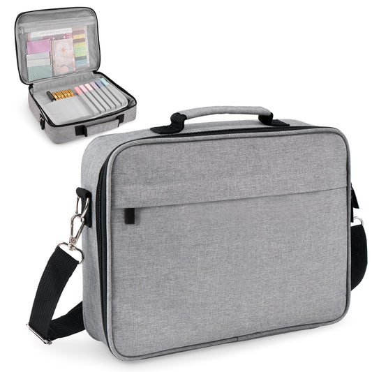WEMATE Large Capacity Bible Cover Case, Waterproof Study Supplies Tote Bag with Double-Layer Handle & Shoulder Strap, Bag for Women and Christian (Grey)