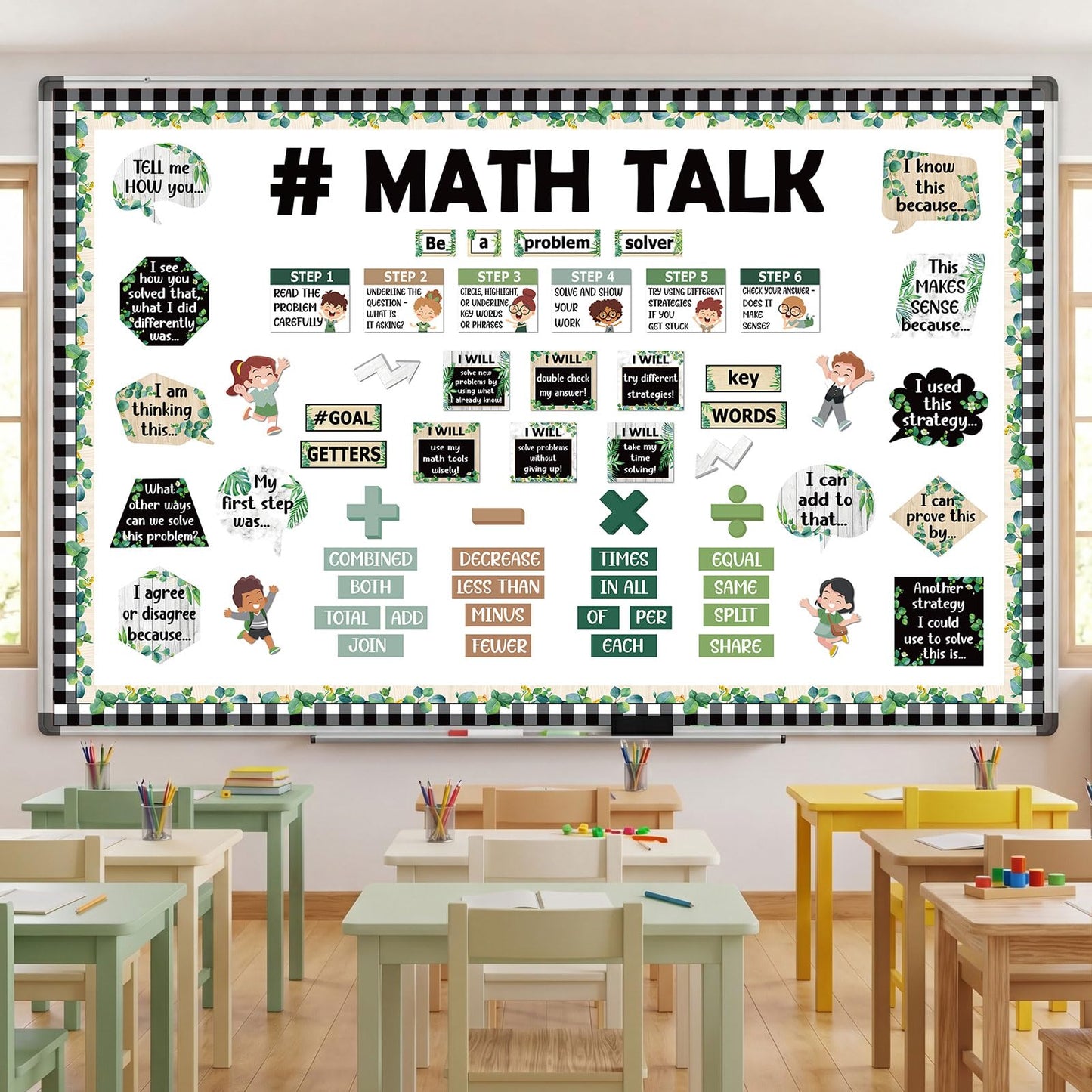 Pajean 85 Pcs Math Bulletin Board Set Math Posters Classroom Decorations for Elementary Middle High School Mathematics Education Posters Teacher Supplies(Plant)