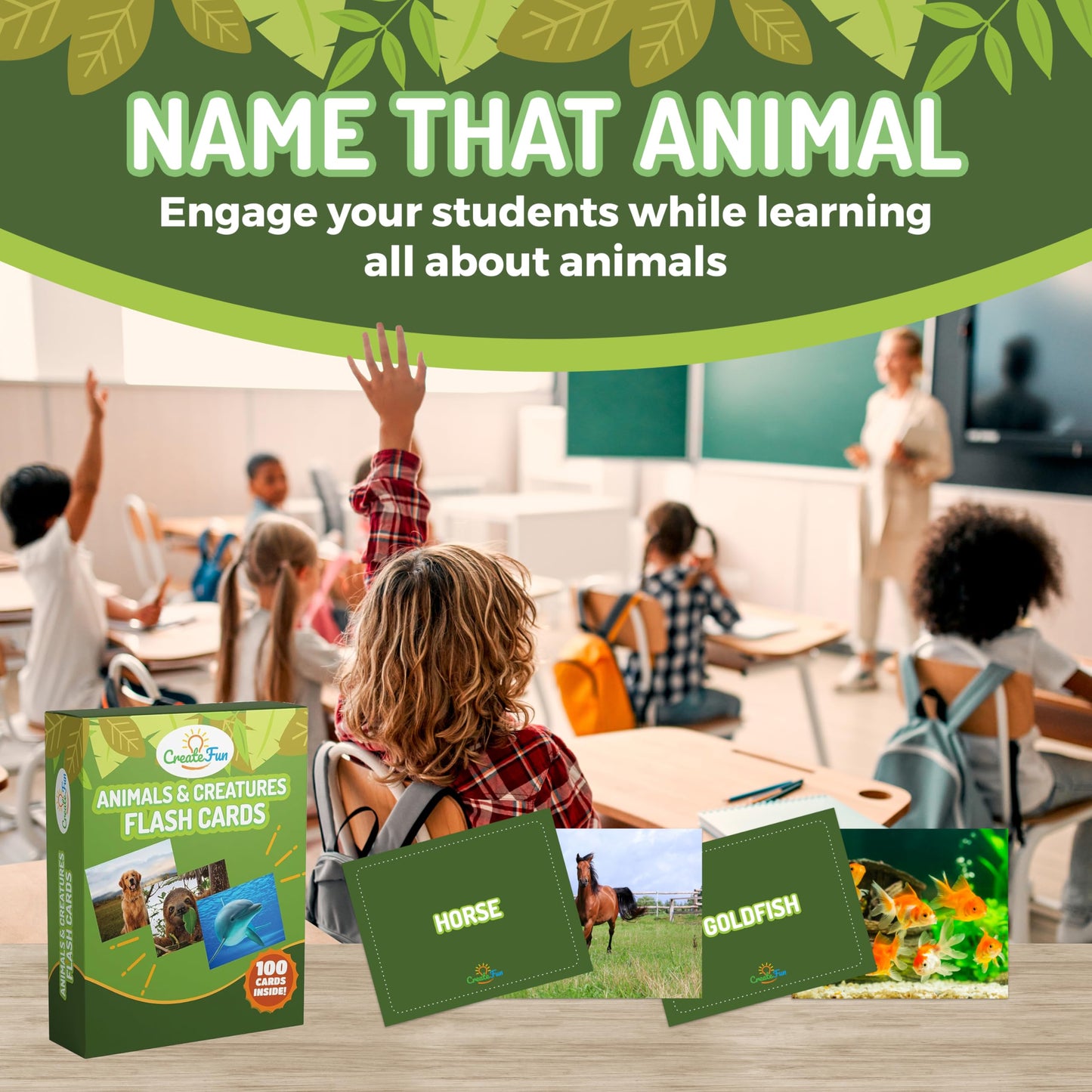 100 Animal, Insect & Ocean Creatures Flash Cards, Realistic Pictures for Fun Learning & Montessori Educational Vocabulary Builder for Preschool Kids, Adults, Schools, Autism, Speech Therapy, ESL, SLP