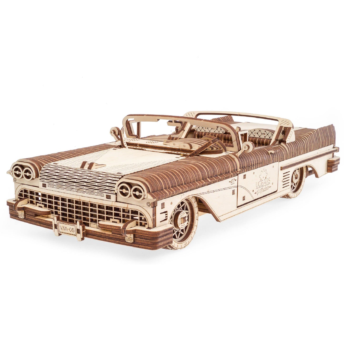 UGEARS Dream Cabriolet VM-05 Wooden 3D Puzzles for Adults - 3D Wooden Puzzles for Adults - Mechanical Model Car Kit - Retro 1950s Inspired DIY Craft, 3D Puzzle