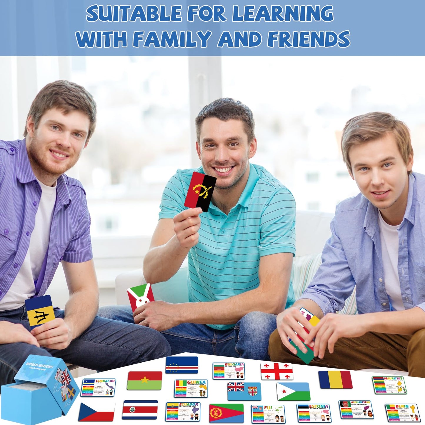 Countries of The World Flashcards Country Flag Continent Capital Language Learning Flash Cards Laminated Geography Culture Educational Cards Game Gift for Adults Family Classroom Teachers Students