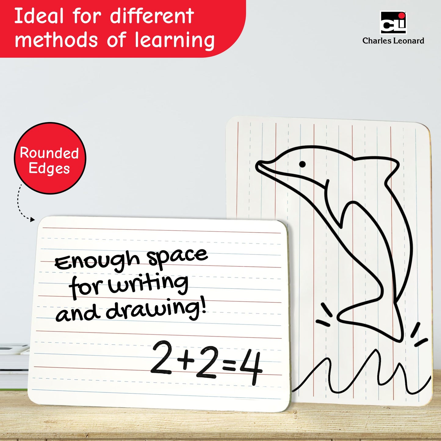Charles Leonard Dry Erase Board Classroom Pack - Mini Lapboard School Supplies - Includes 12 Each One-Sided Lined Erasable White Boards, 2 Inch Felt Erasers and Black Dry Erase Markers (35025)