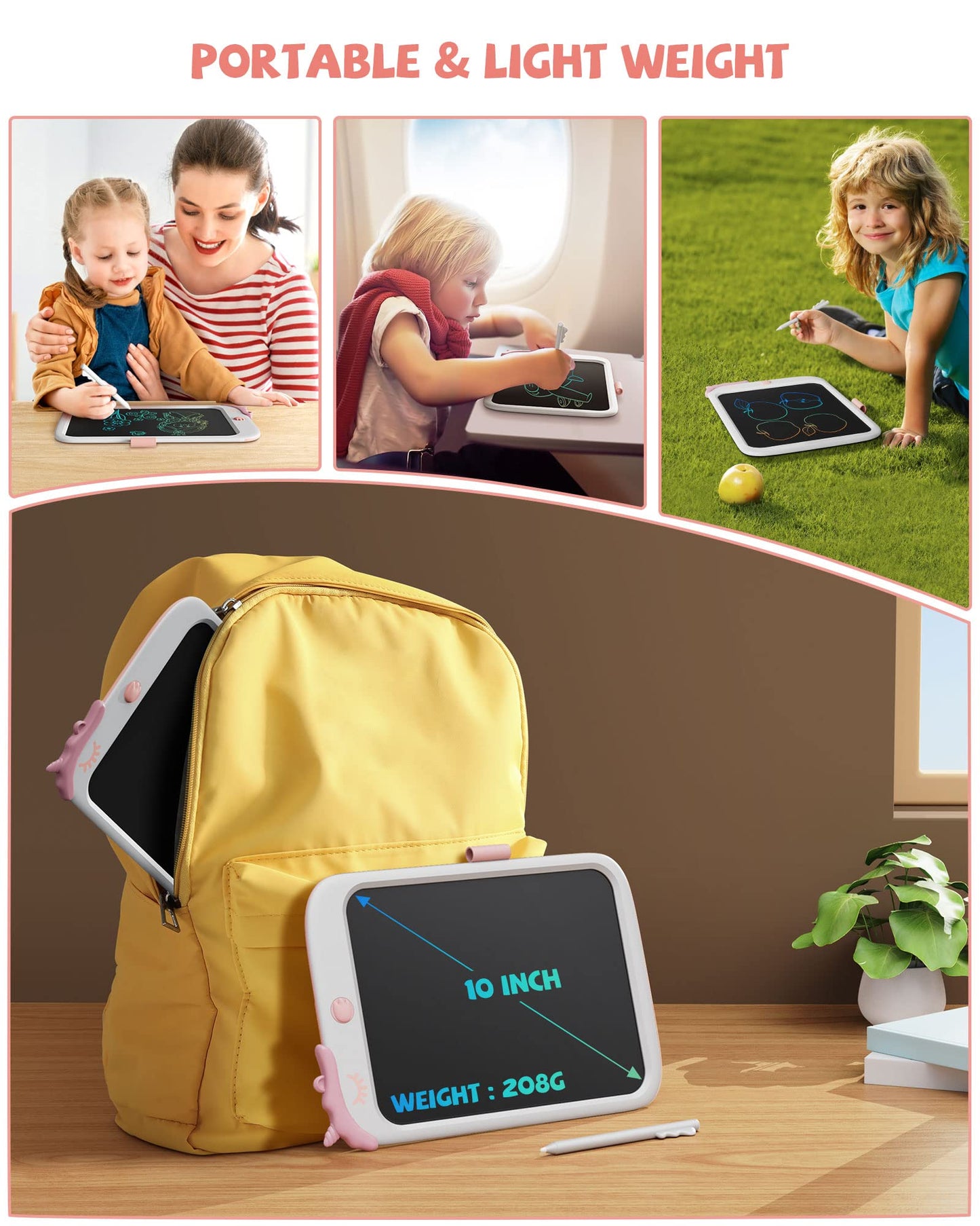 10 inch LCD Writing Tablet for Kids, Unicorn Toys Gifts for Girls Aged 3-5, Toddler Girl Kids Educational Travel Toy, Birthday Gift for 3 4 5 6 7 8 9 Year Old Girl (White)