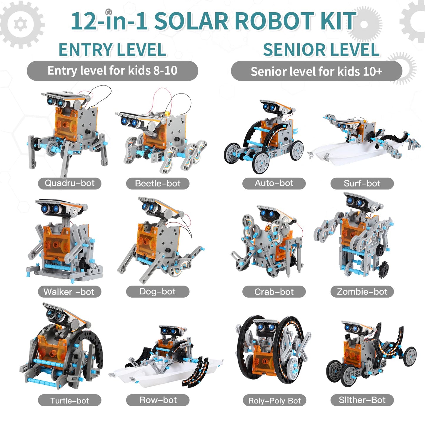 Lucky Doug Solar Power Robot Building Kits Toys for Boys Girls Ages 8-13, STEM Kit Gifts for Kids 8 9 10 11 12 13 Years, DIY Educational Science Building Robotic Set Gifts for Teenagers