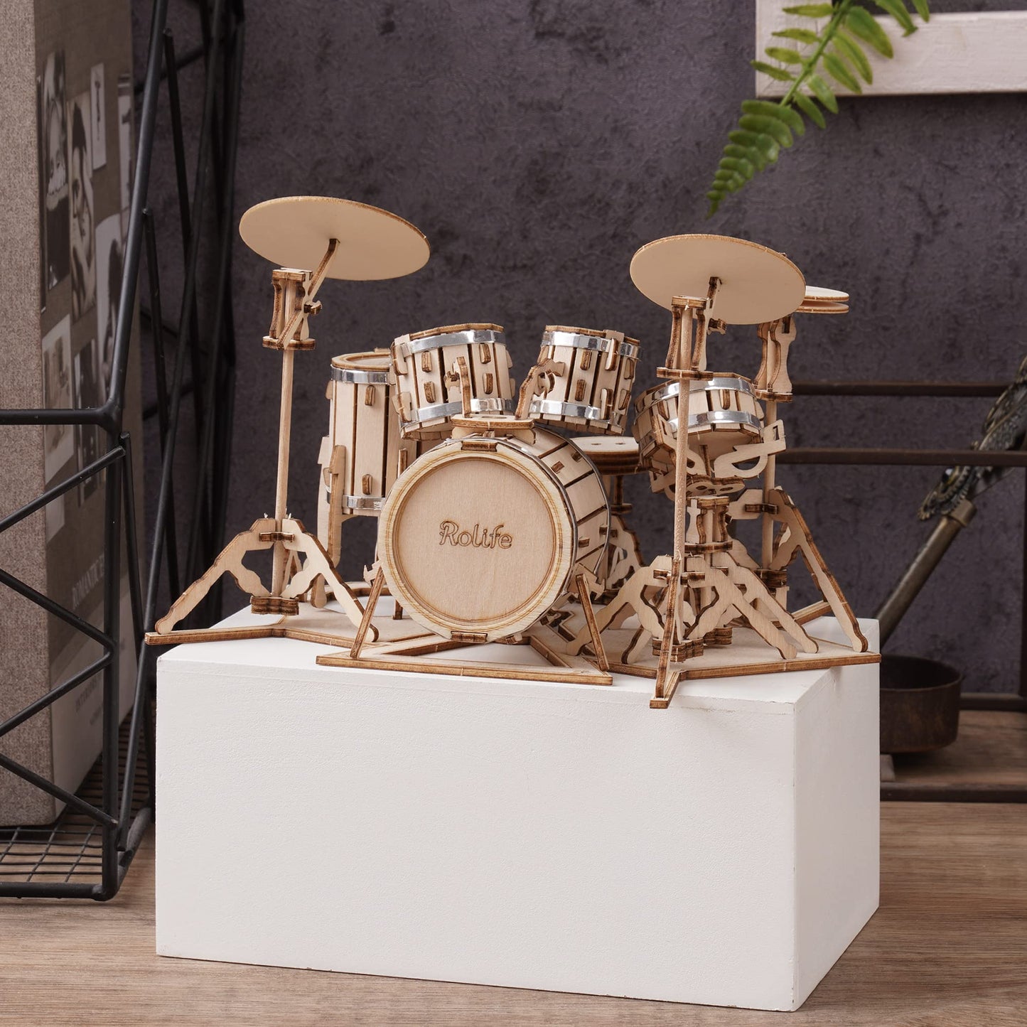 Rolife 3D Wooden Puzzles Model Kit for Adults and Teens to Build Musical Instrument Series (Drum kit)